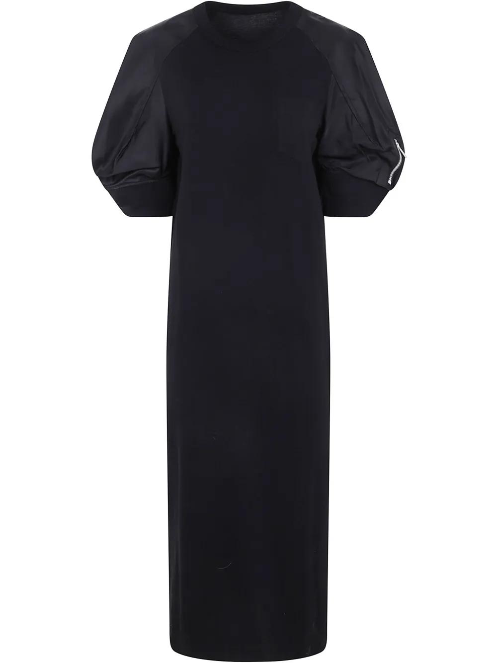 ■sacai■サカイ■Puff Sleeve Cotton Jersey & Nylon Dress■ Sacai Puff Sleeve Cotton Jersey & Nylon Twill Dress | Nordstrom