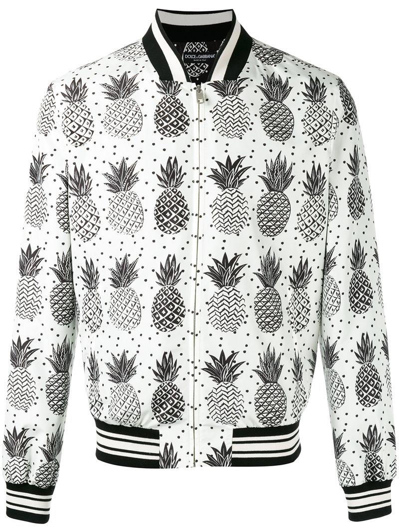 Dolce & Gabbana Pineapple Print Bomber Jacket in Black for Men | Lyst Canada
