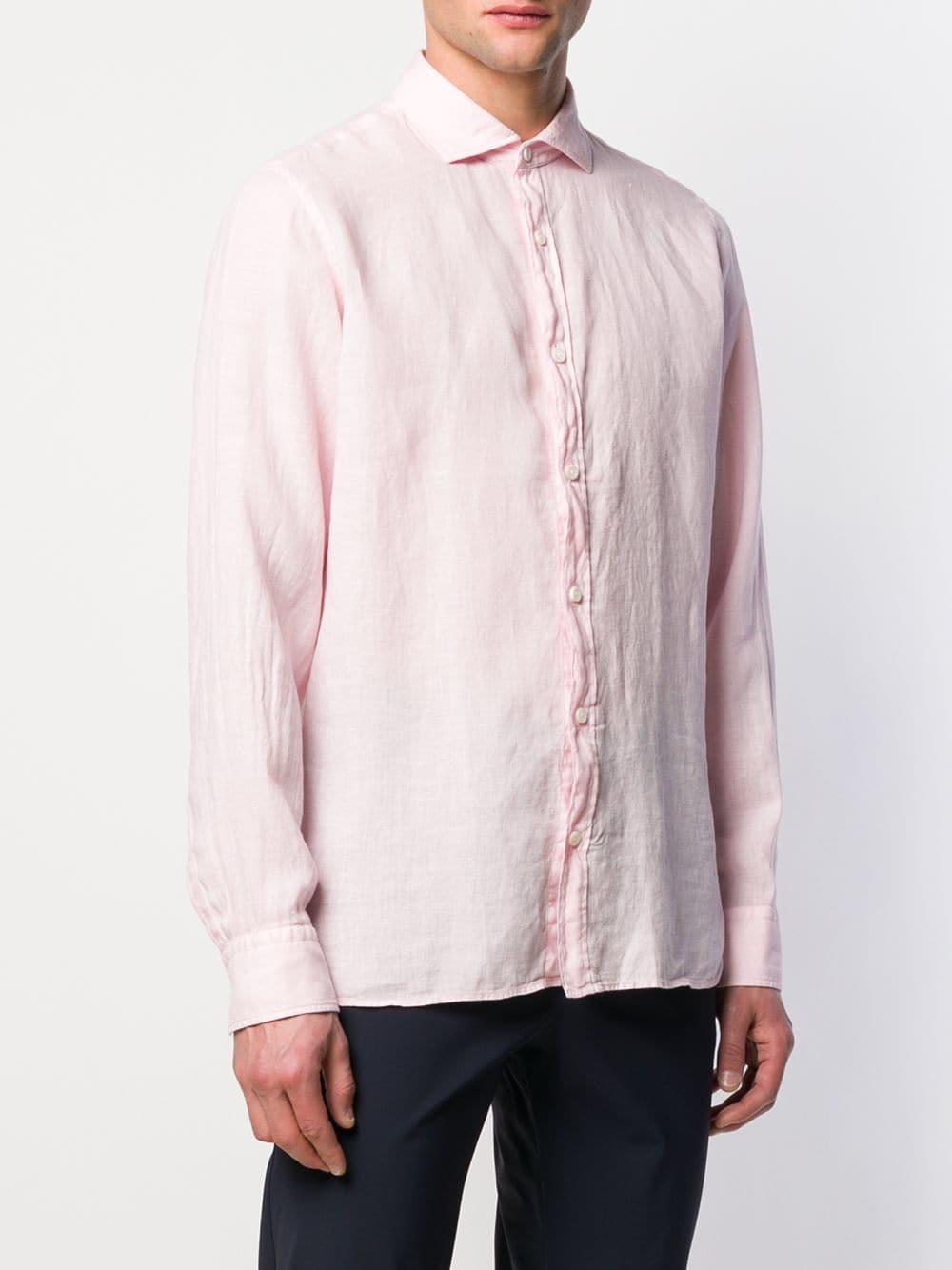 Z Zegna Linen Classic Shirt in Pink for Men - Lyst