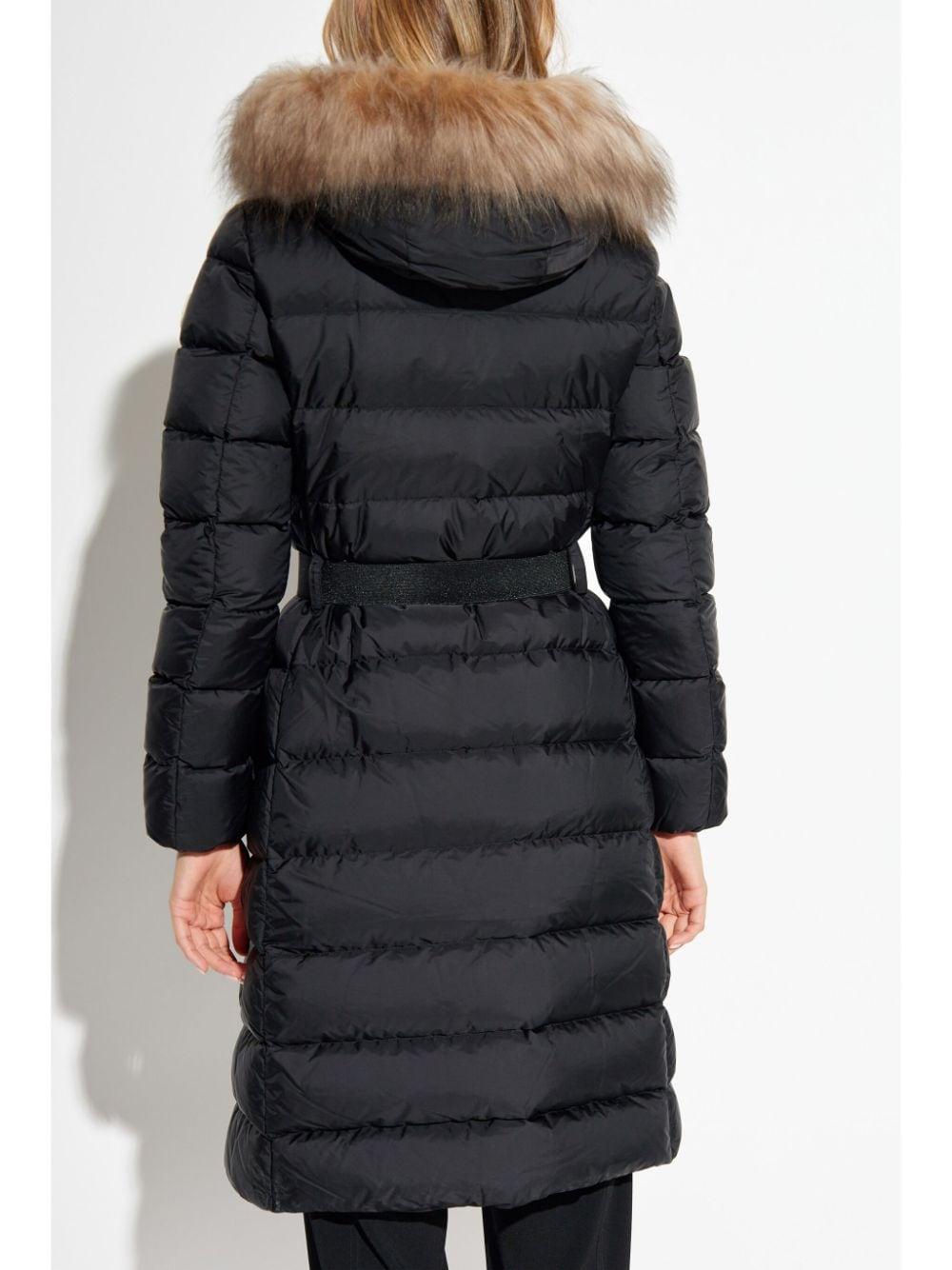Moncler Khloe Long Down Jacket in Black | Lyst