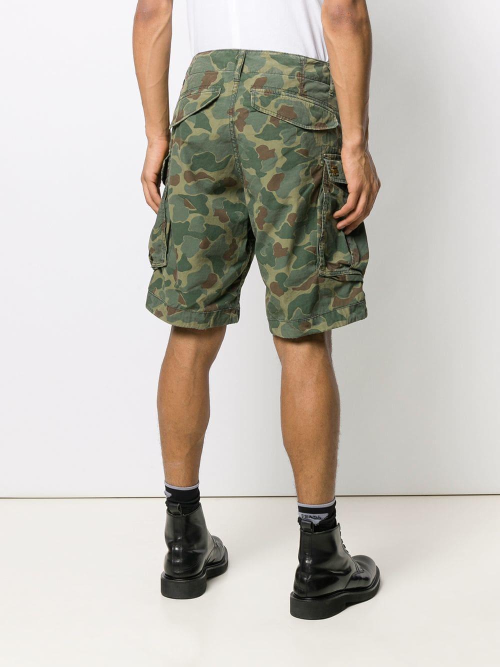 GStar RAW Cotton Camo Print Cargo Shorts in Green for Men Lyst