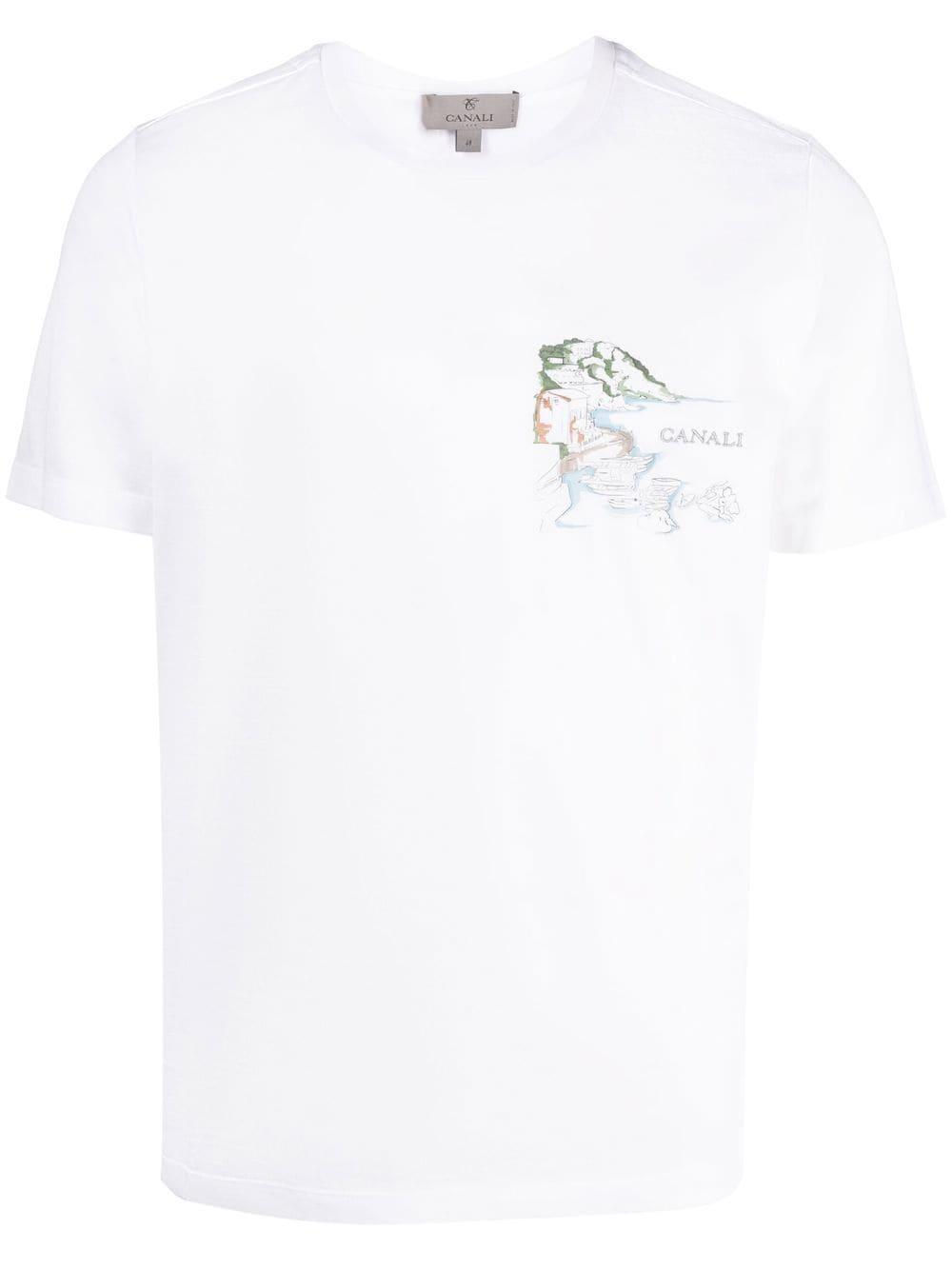 Canali Logo-print Cotton T-shirt in White for Men | Lyst