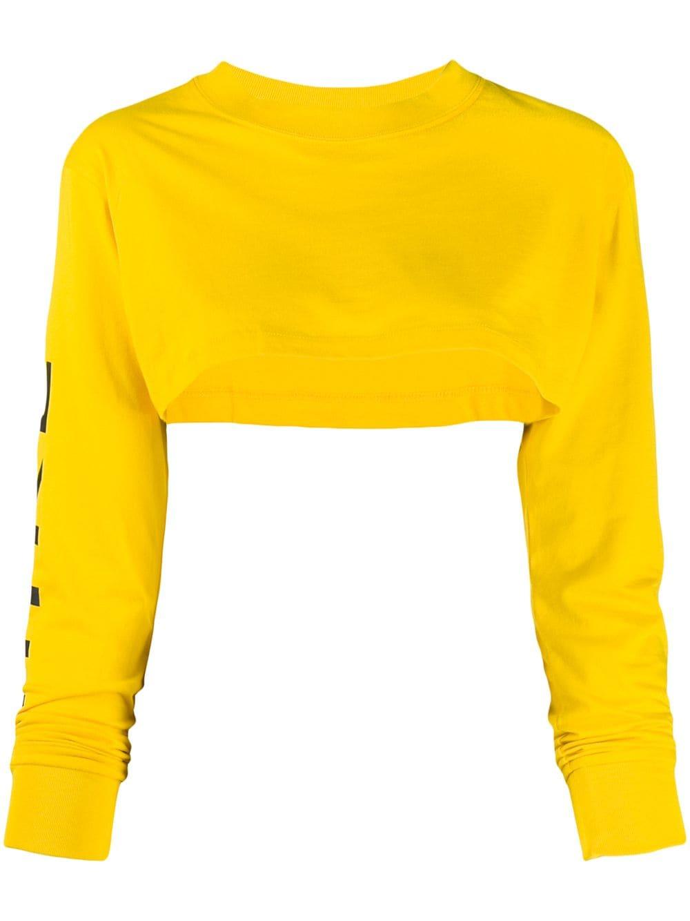 Nike Logo Print Super Crop Top in Yellow | Lyst