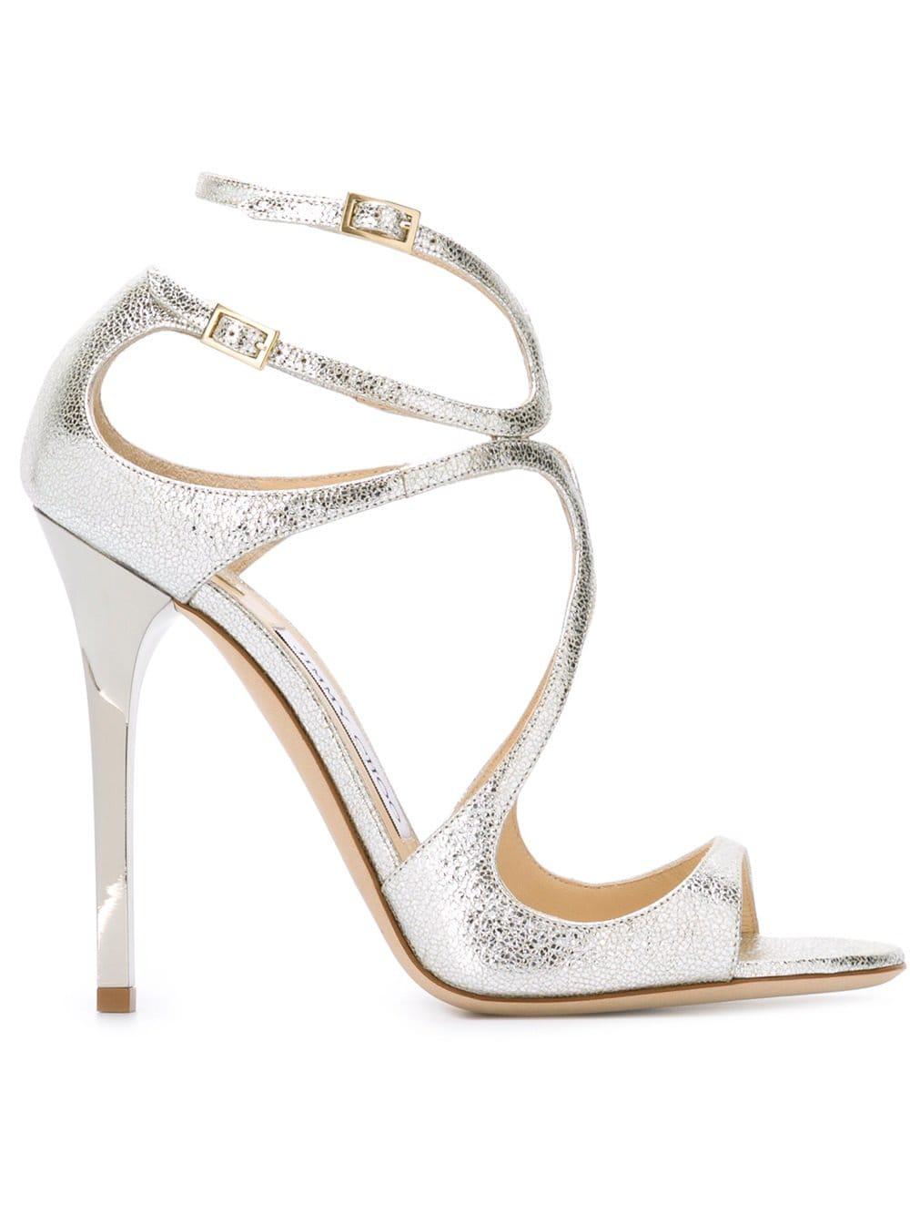 Jimmy Choo Nude Blast Patent Leather Grommet Ankle Strap 