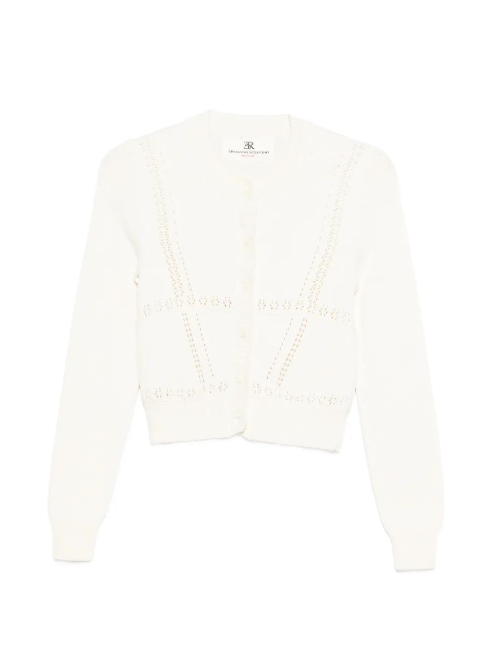 Ermanno Scervino ホワイトレースカーディガン ERMANNO ホワイト レース 長袖カーディガン40 - メルカリ