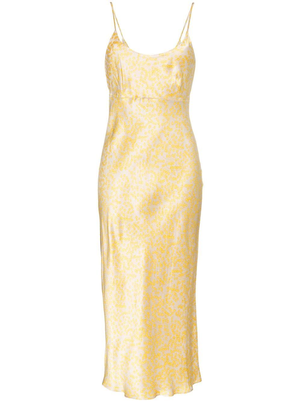 Ganni yellow silk dress best sale