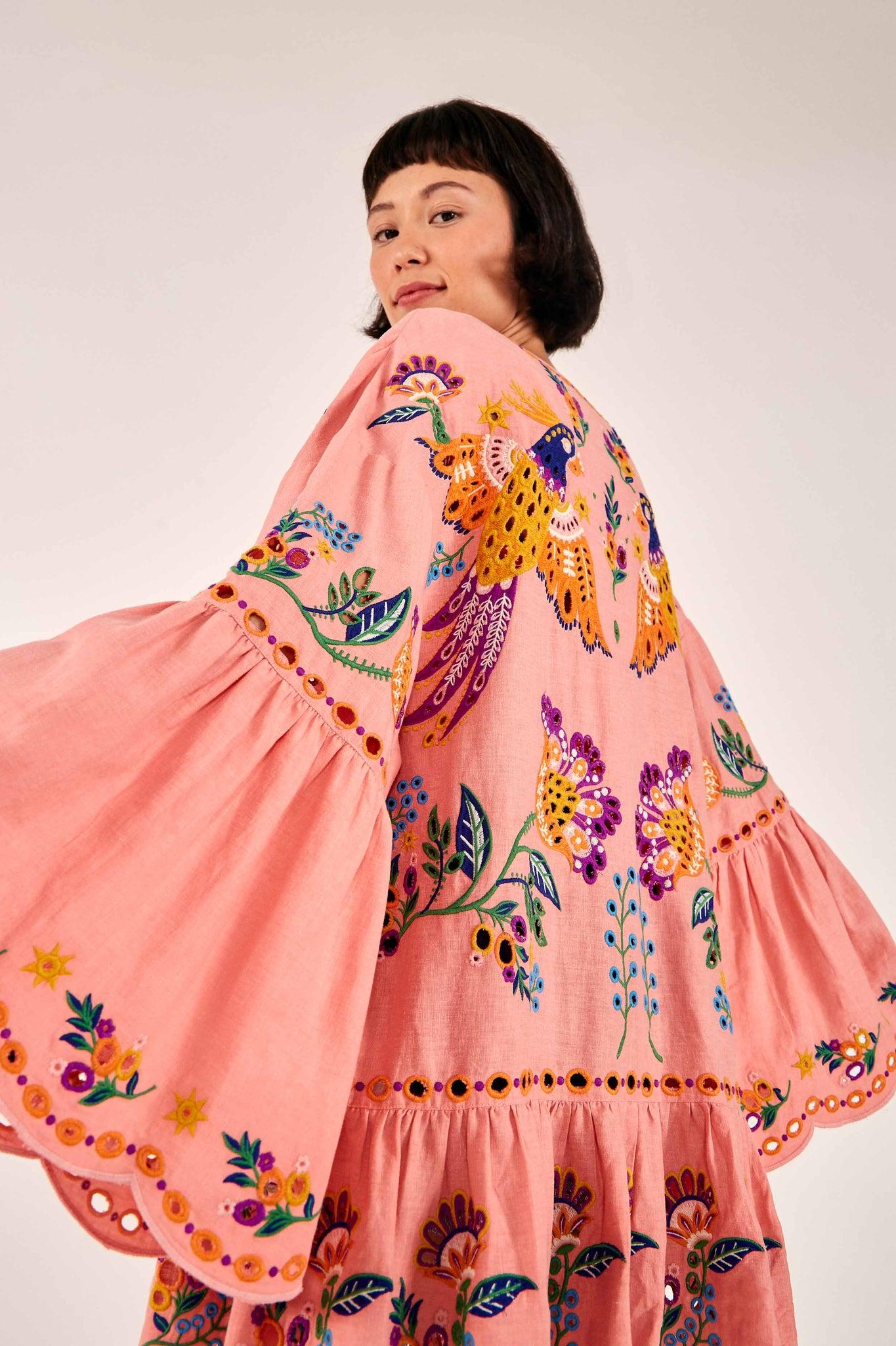 FARM Rio Richelieu Frilled Kimono in Pink | Lyst