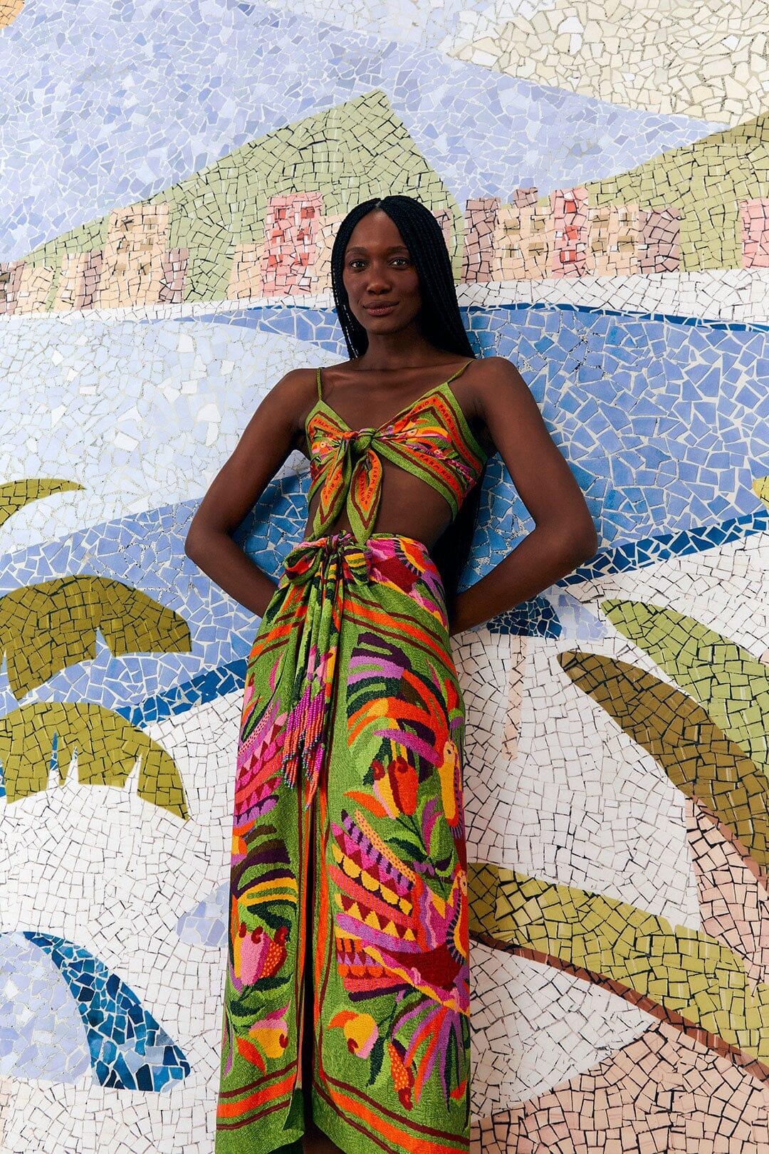 toucans garden midi skirt