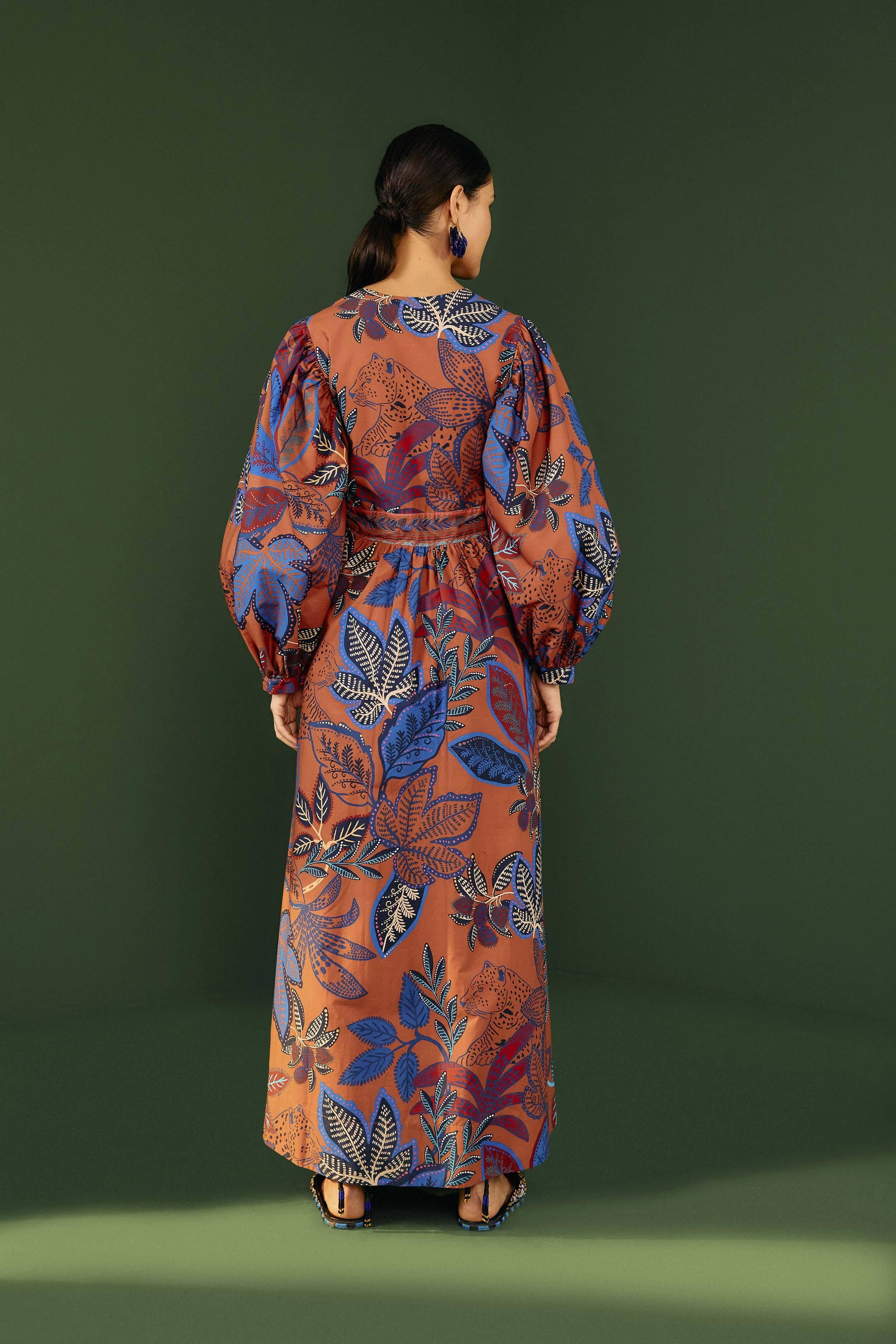 FARM Rio Brown Wild Jungle Organic Cotton Maxi Dress | Lyst