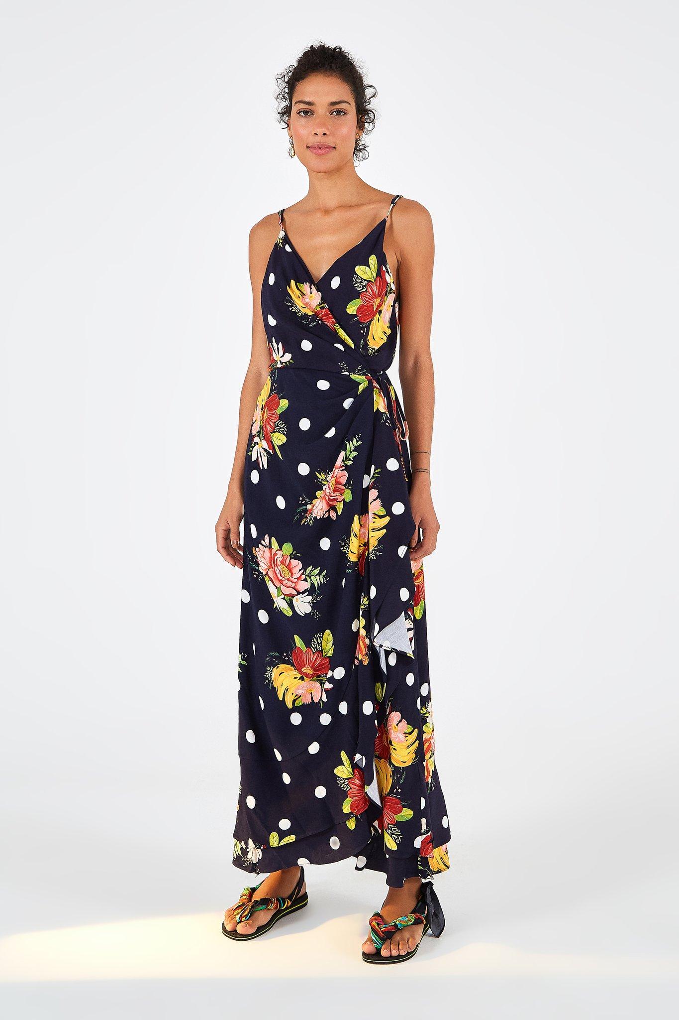 wallpapers Farm Rio Mixed Prints Midi Wrap Dress nanaju floral wrap dress