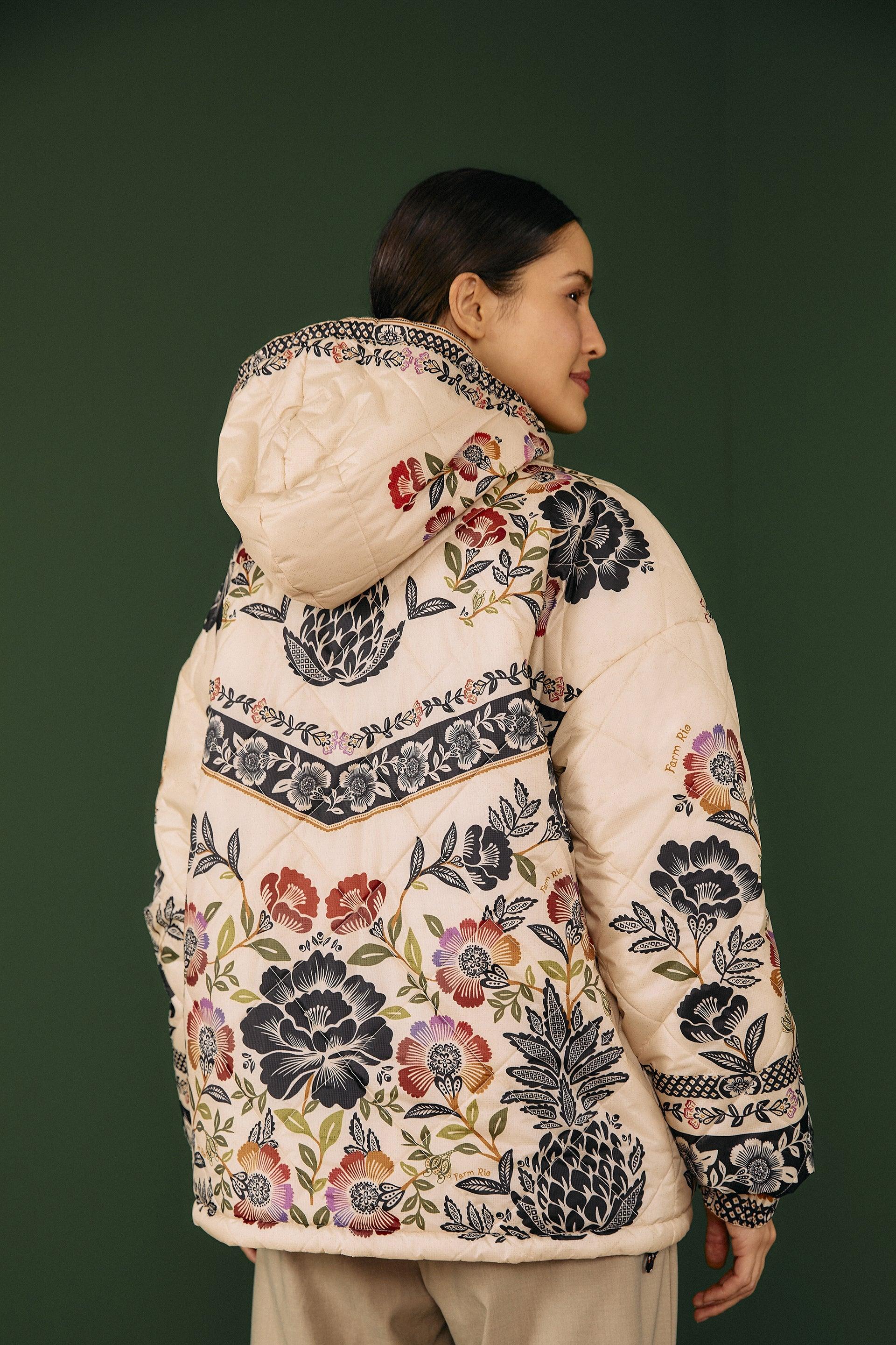 Romantic garden reversible puffer jacket Clearance