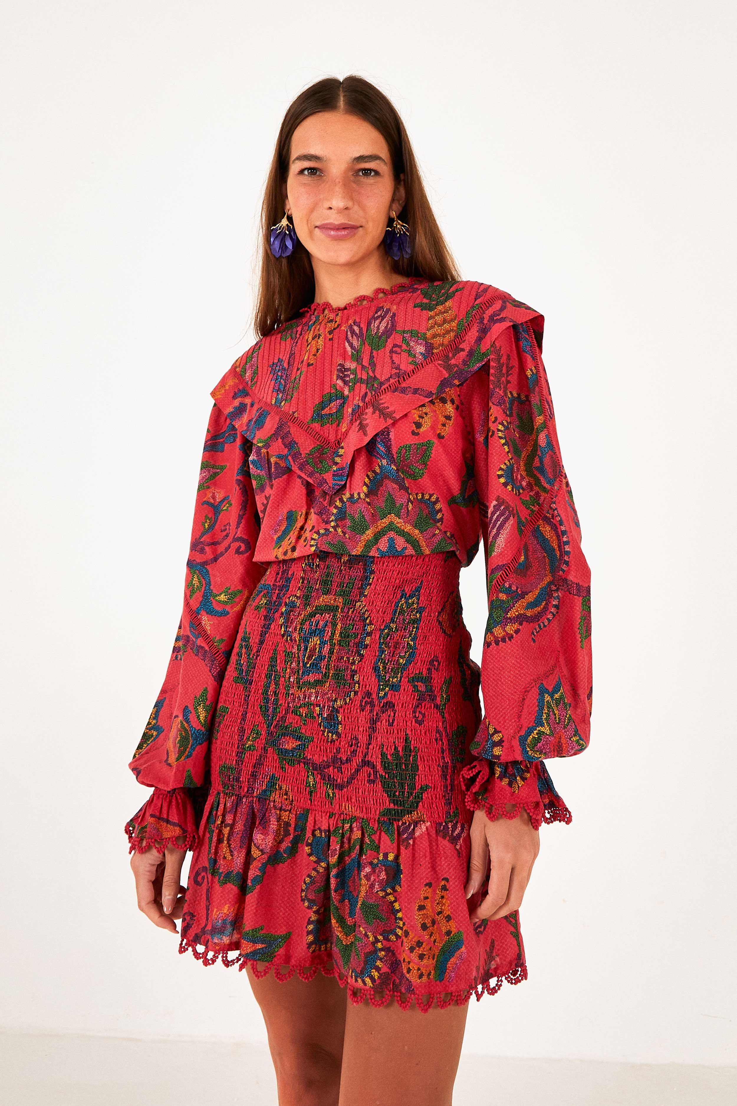 FARM Rio Red Sunset Tapestry Mini Dress | Lyst