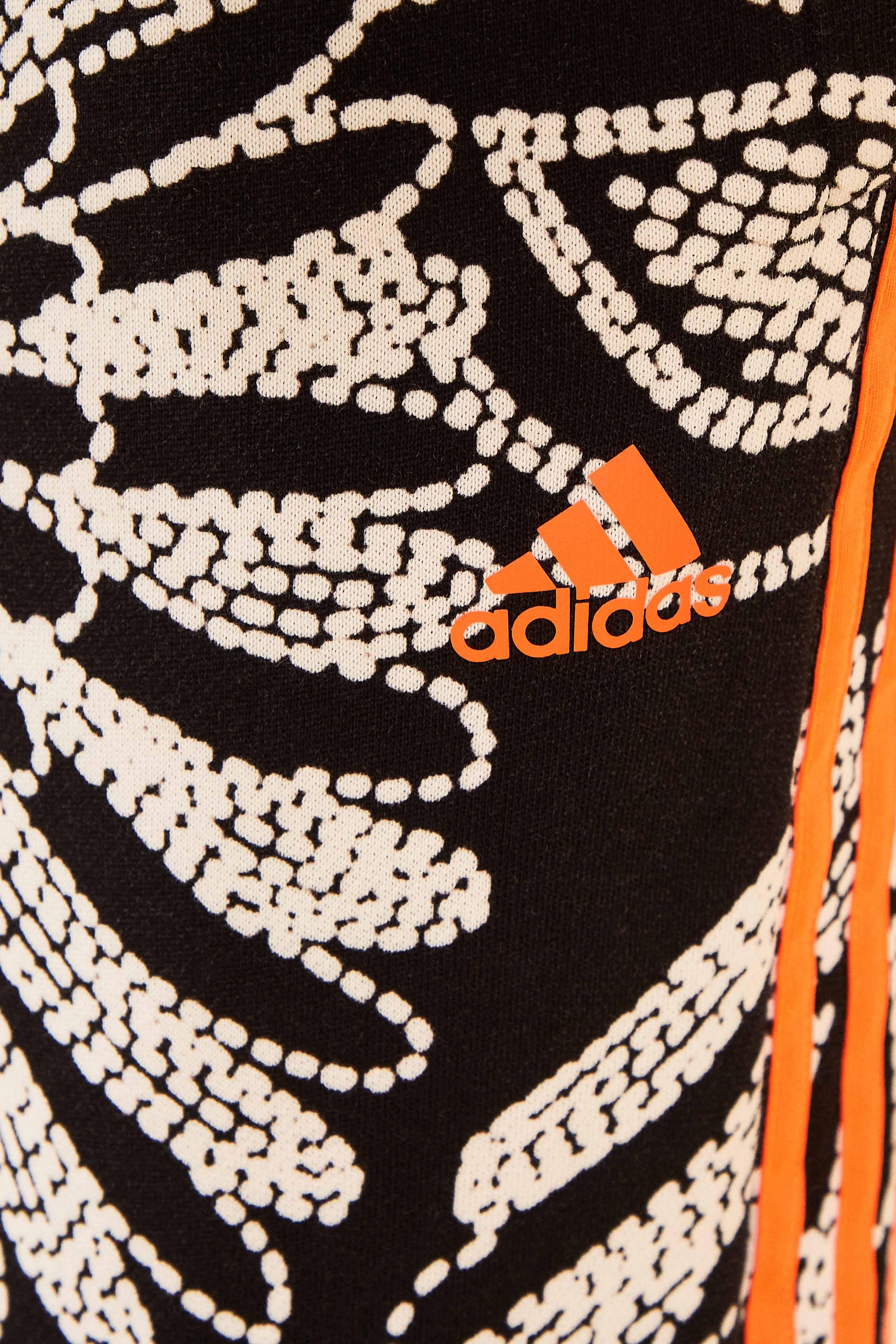 Adidas Originals Adidas Women's X Farm Rio Allover Graphic Print Wide Leg  Track Pants In Black/signal Orange