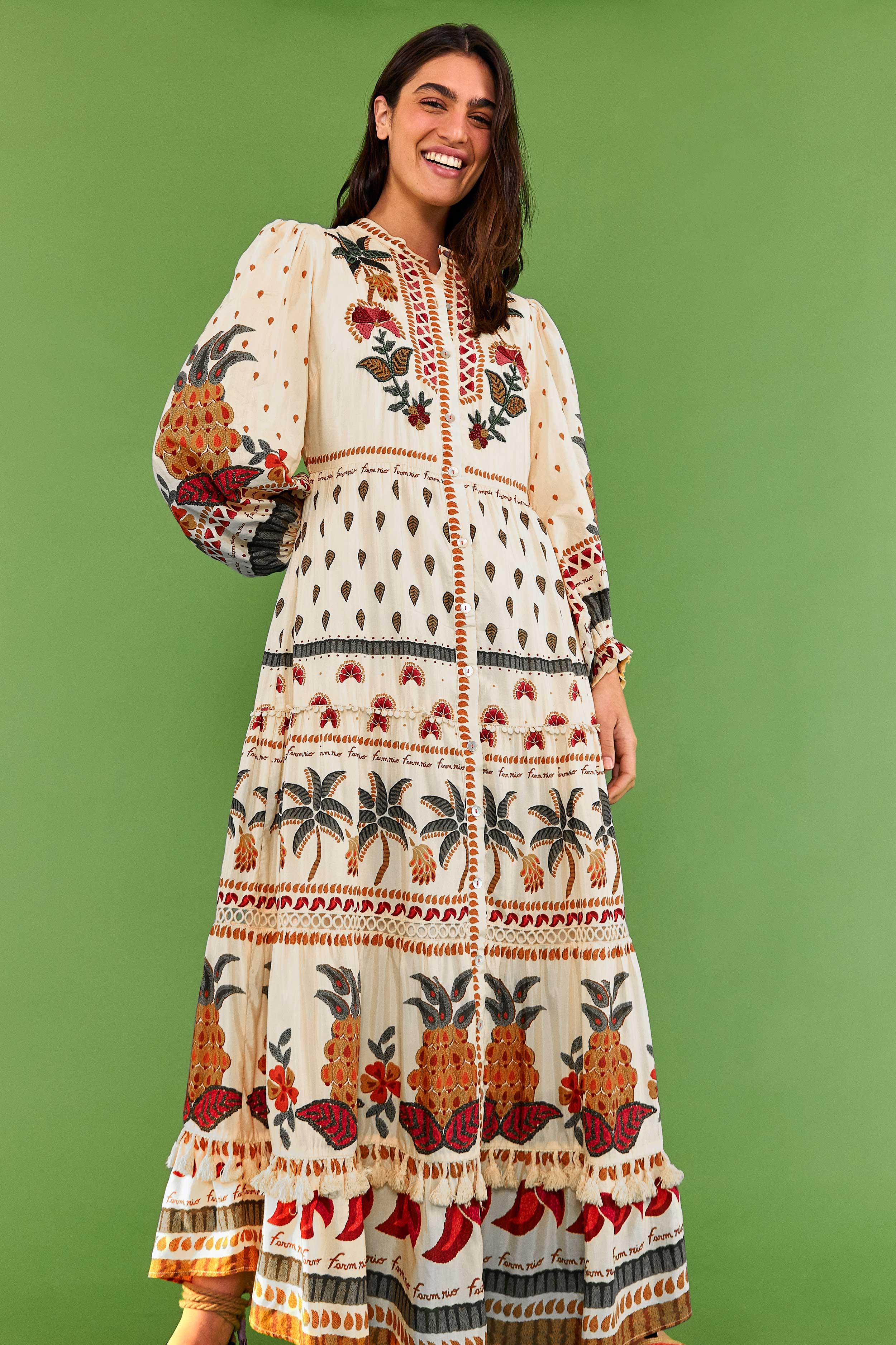 Brazil Embroidered Maxi Dress 