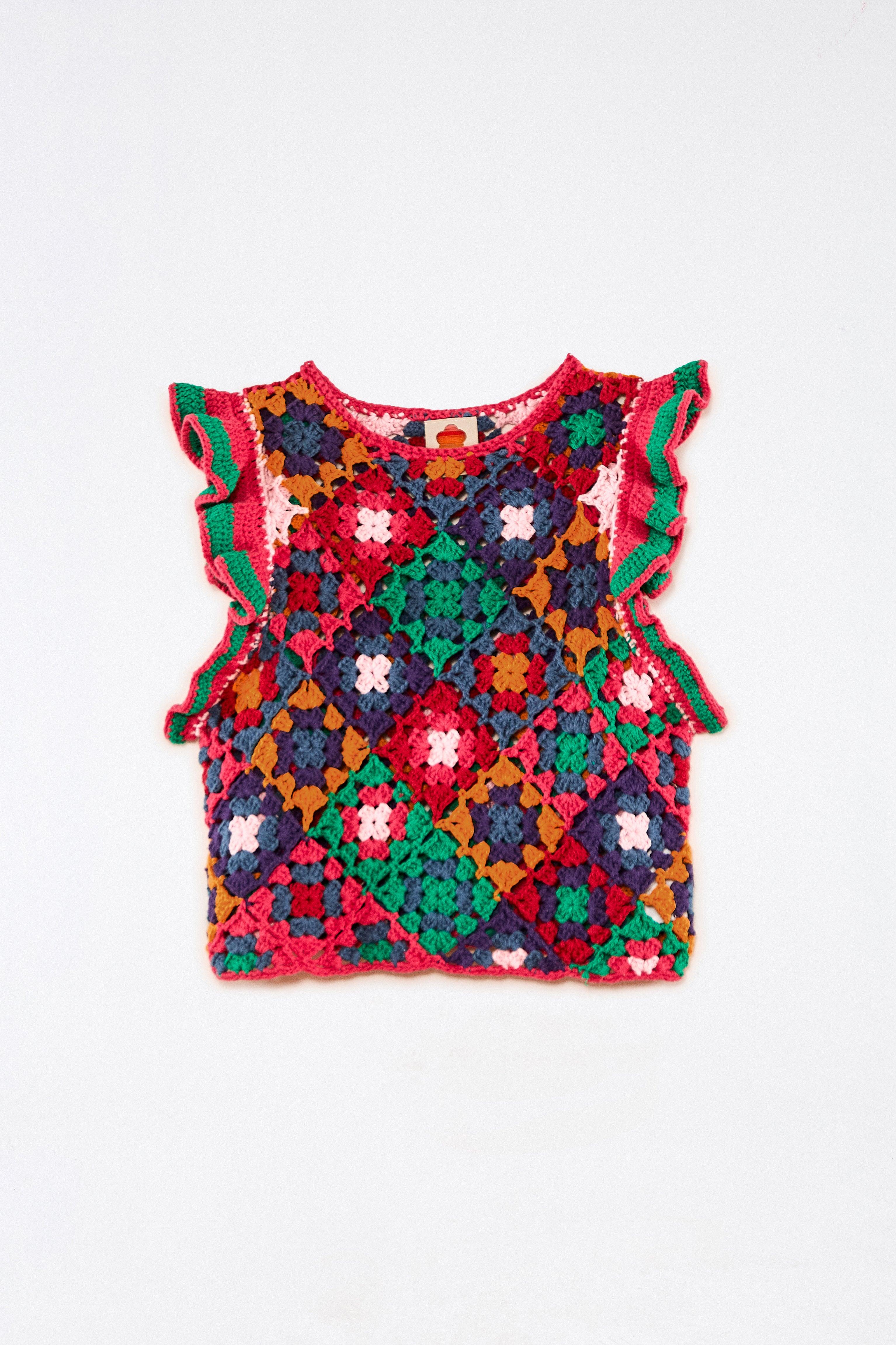 FARM Rio Crochet Square Vest in Red | Lyst