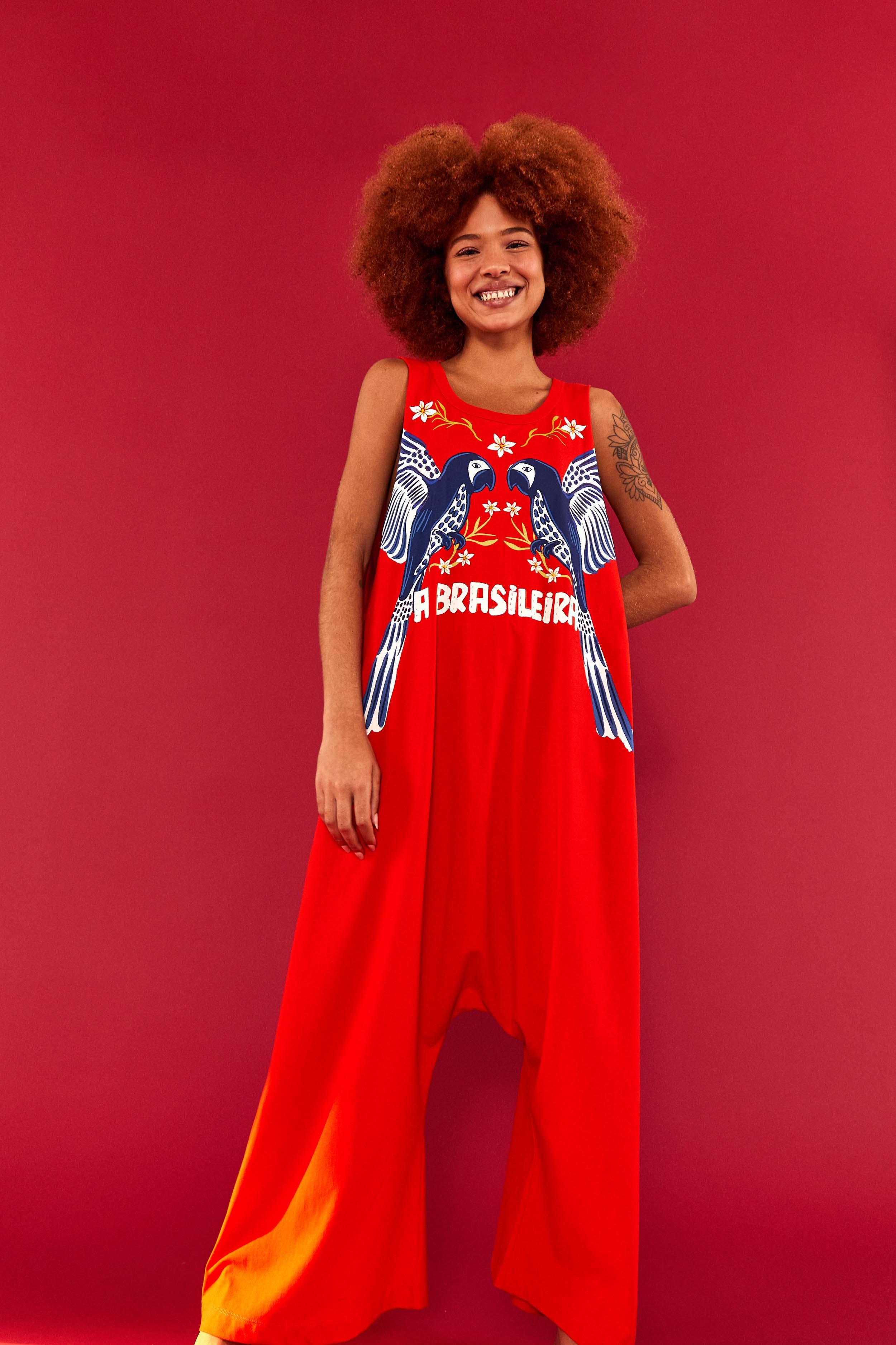 FARM Rio A Brasileira T-shirt Jumpsuit in Red | Lyst