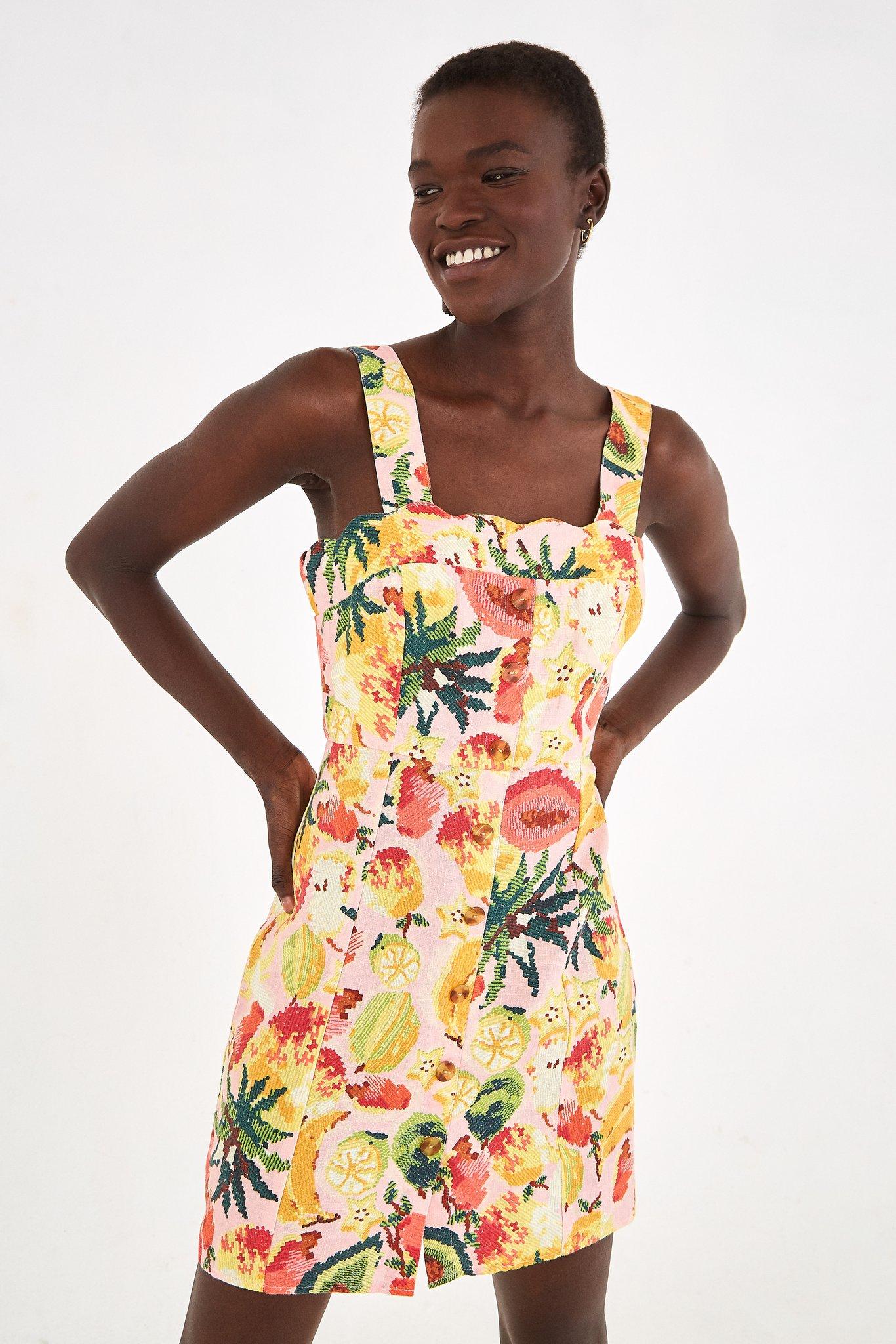 FARM Rio Frutas Linen Mini Dress - Lyst