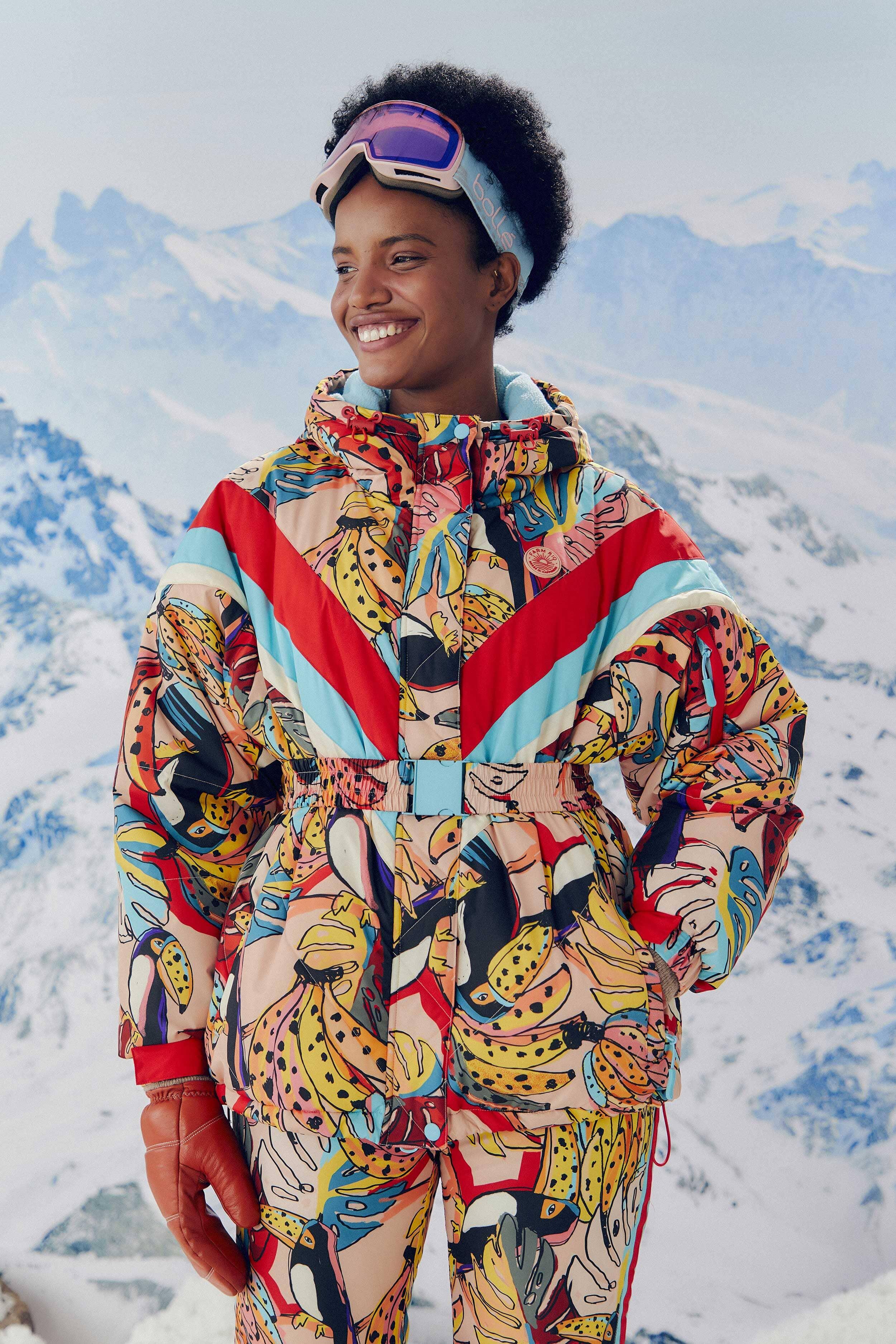 FARM Rio Banana Bunch Ski Puffer Jacket in Blue Lyst