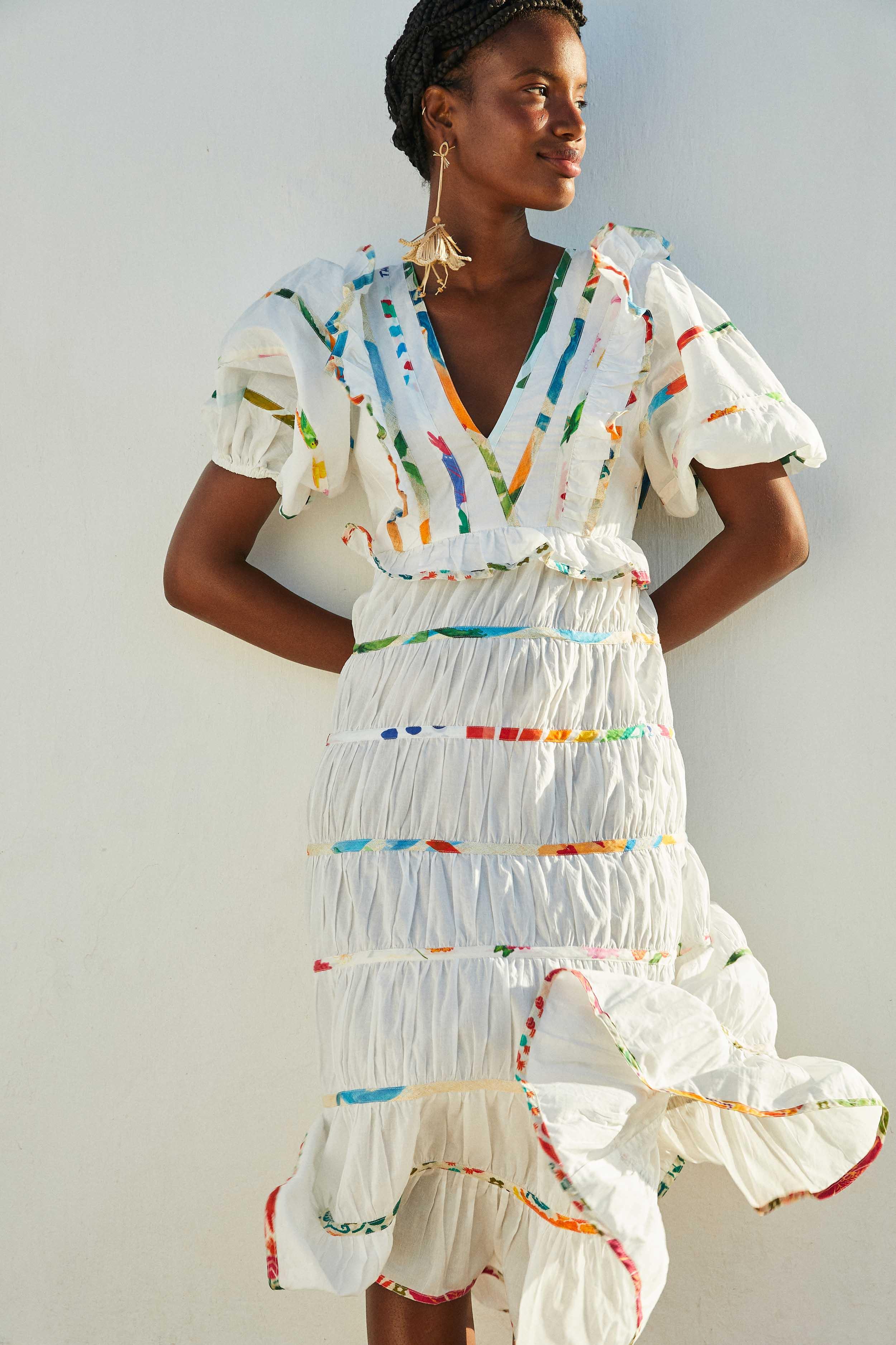 FARM Rio Mixed Off-white Prints Midi Dress | Lyst