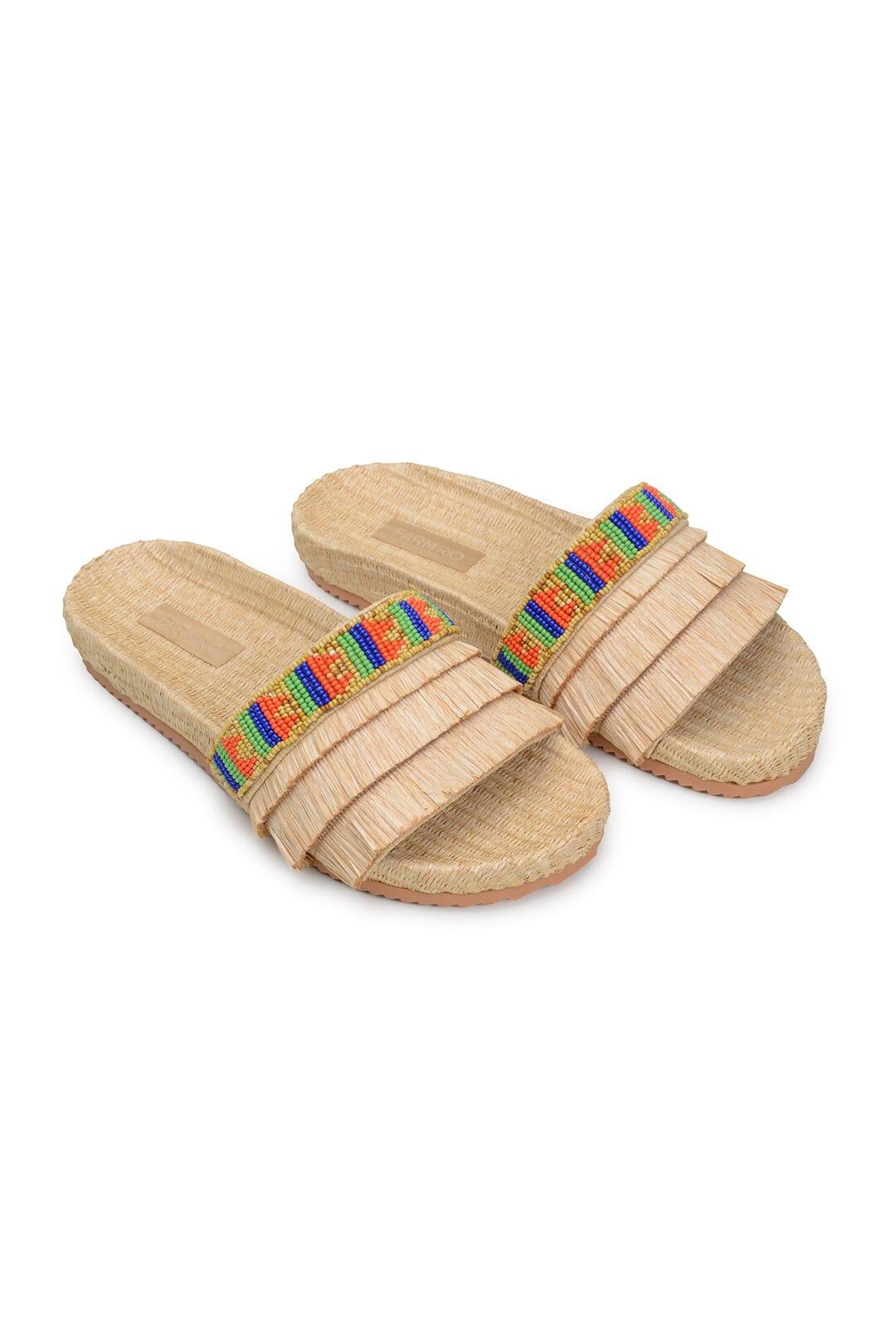 FARM Rio Caramel Beaded Fringe Sandal in Natural Lyst