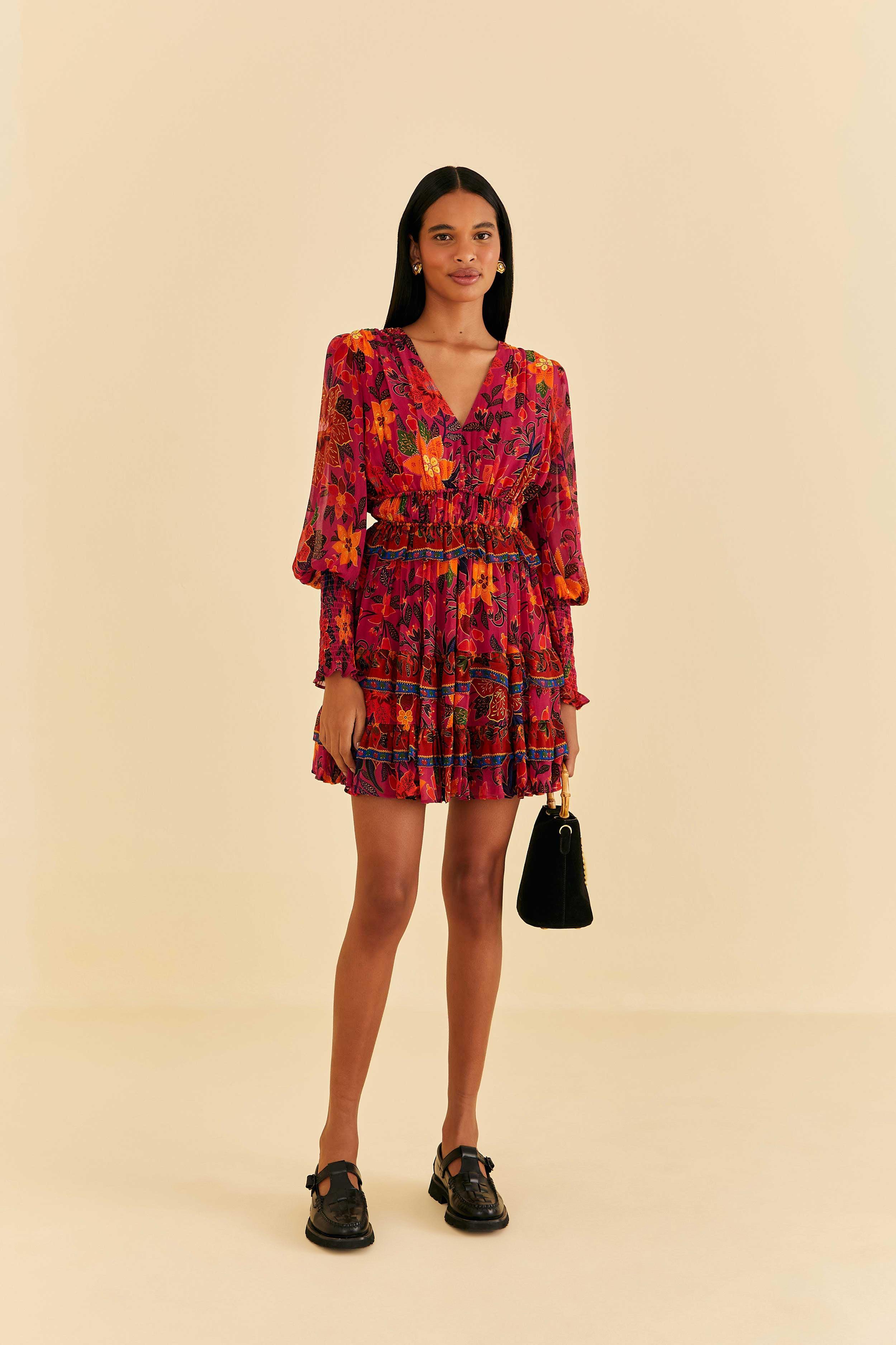FARM Rio Pink Tropical Tapestry Mini Dress in Red Lyst