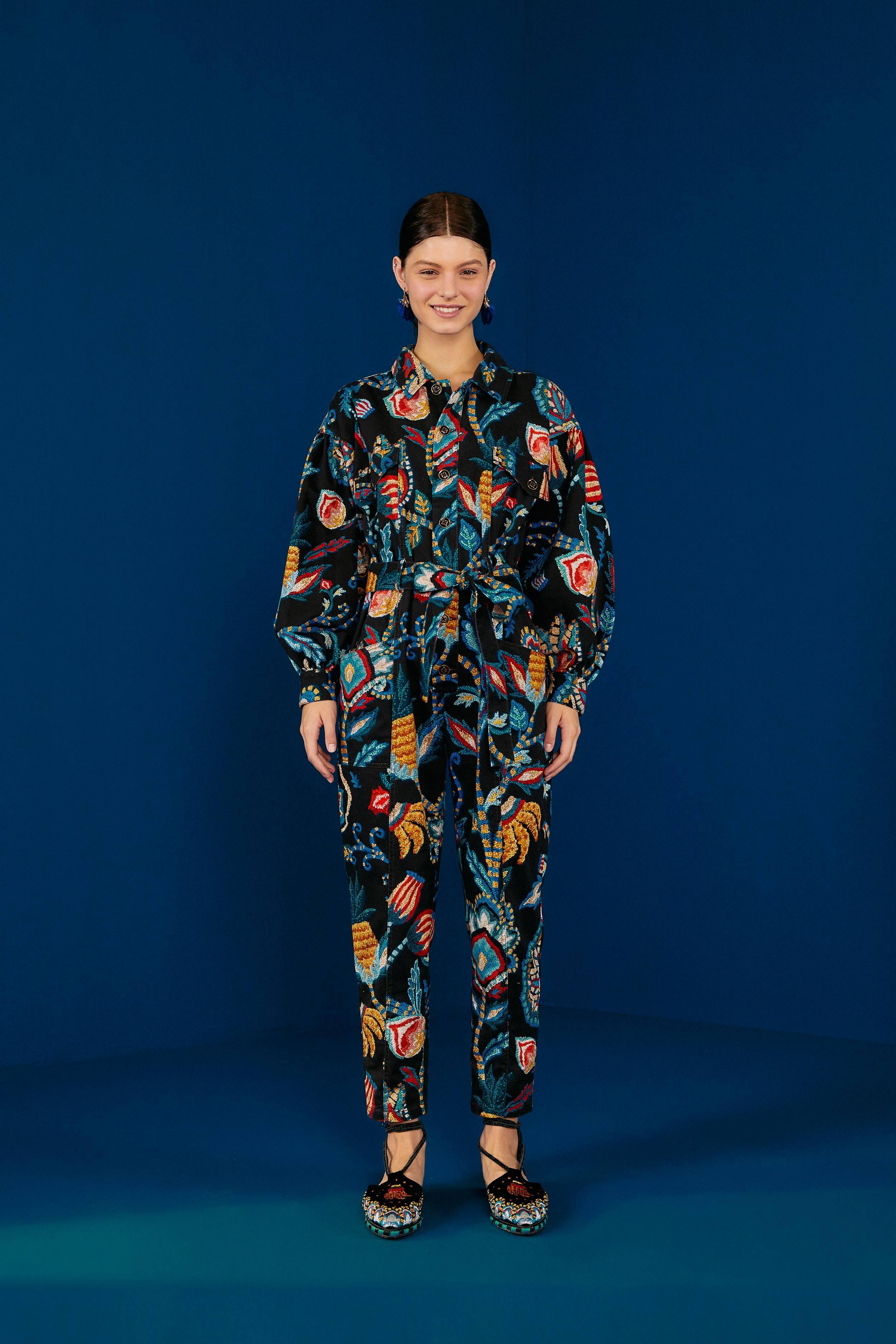 FARM Rio Black Sunset Tapestry Jumpsuit in Blue Lyst