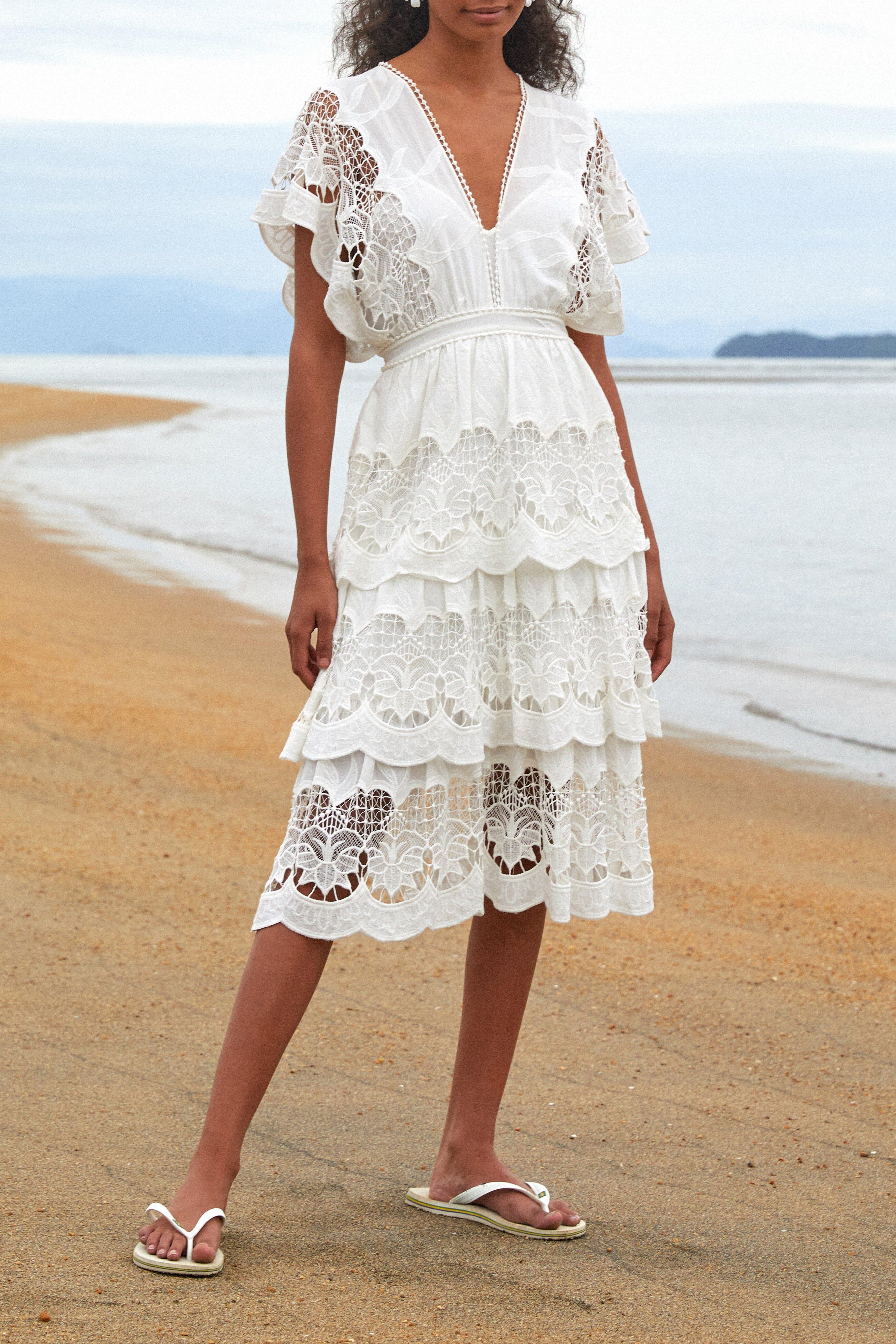 FARM Rio Richelieu Midi Dress in White | Lyst