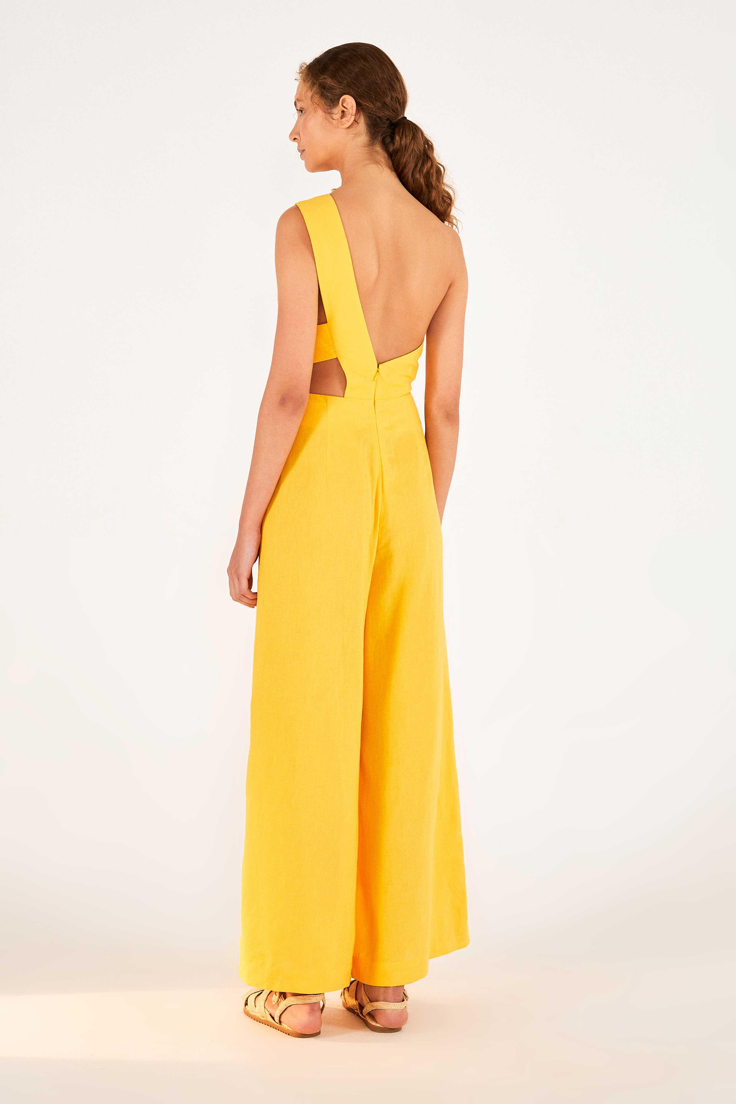 White One-Shoulder Jumpsuit with Attached Train – Modsele