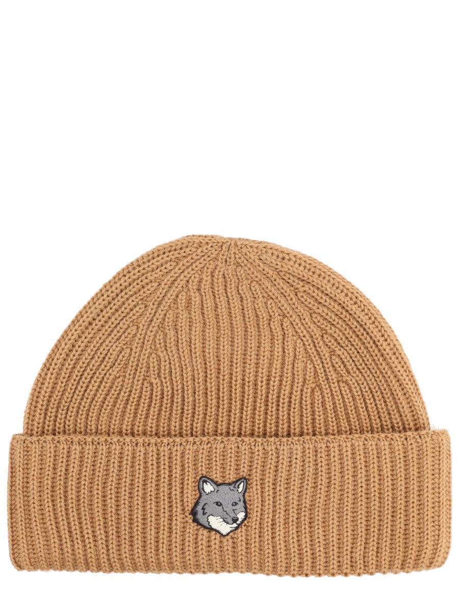 Maison Kitsuné Beanie With Fox Patch in Brown | Lyst