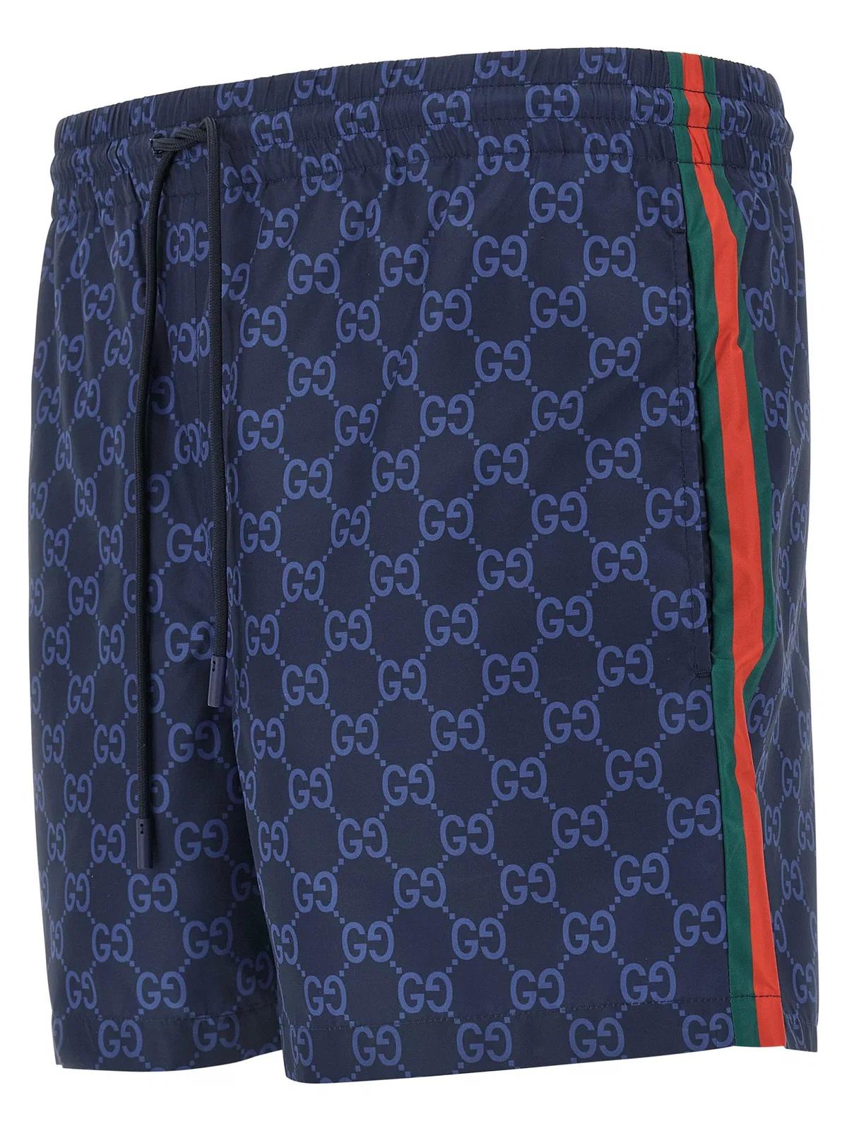 ☆美品☆ GUCCI メンズ　GG柄水着　M gucci-Blue-Nastro-Web-Gg-And-
