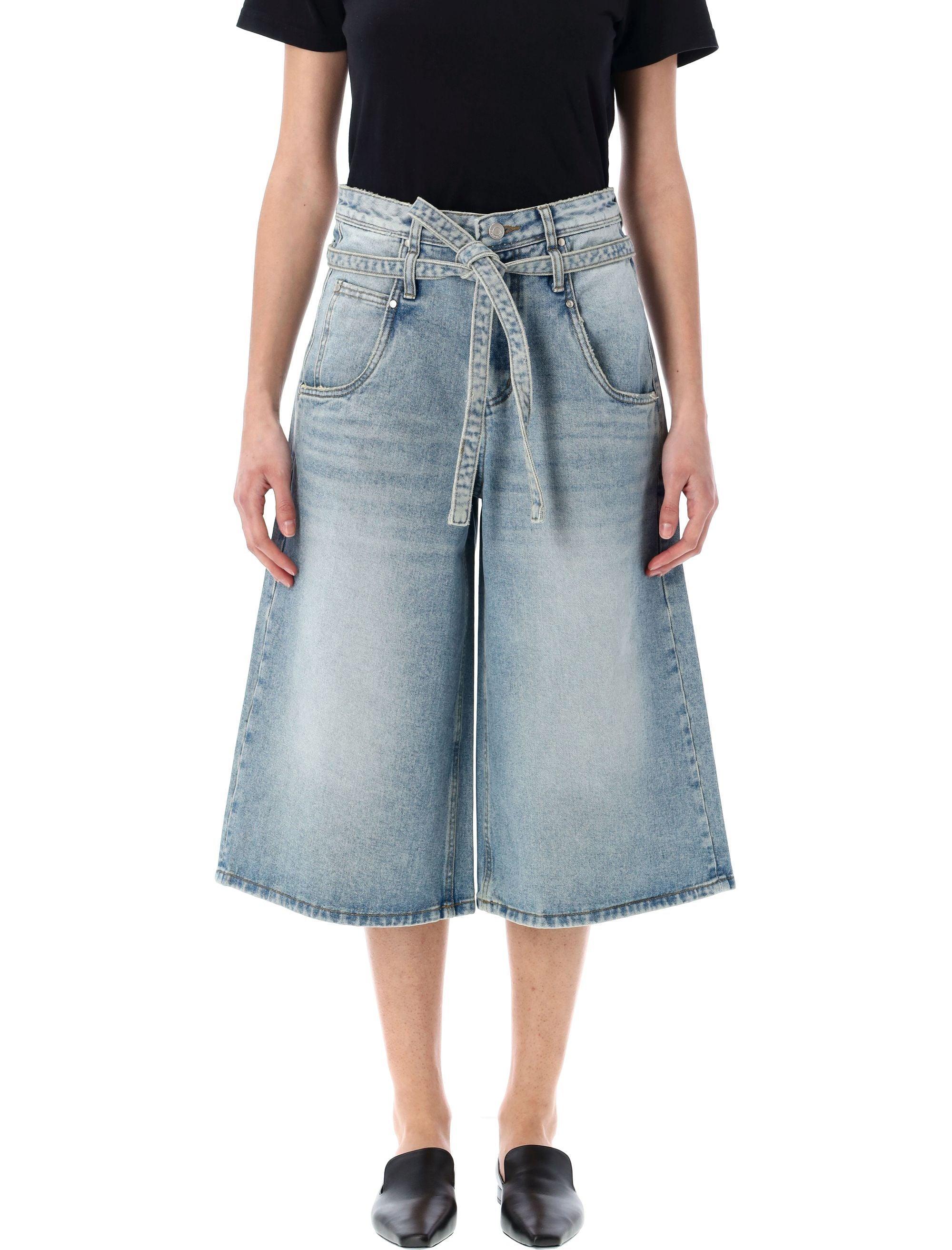 【Low Classic】 BELTED DENIM BERMUDA PANTS 2色 Low Classic Belted Denim Bermuda Pants in Blue | Lyst