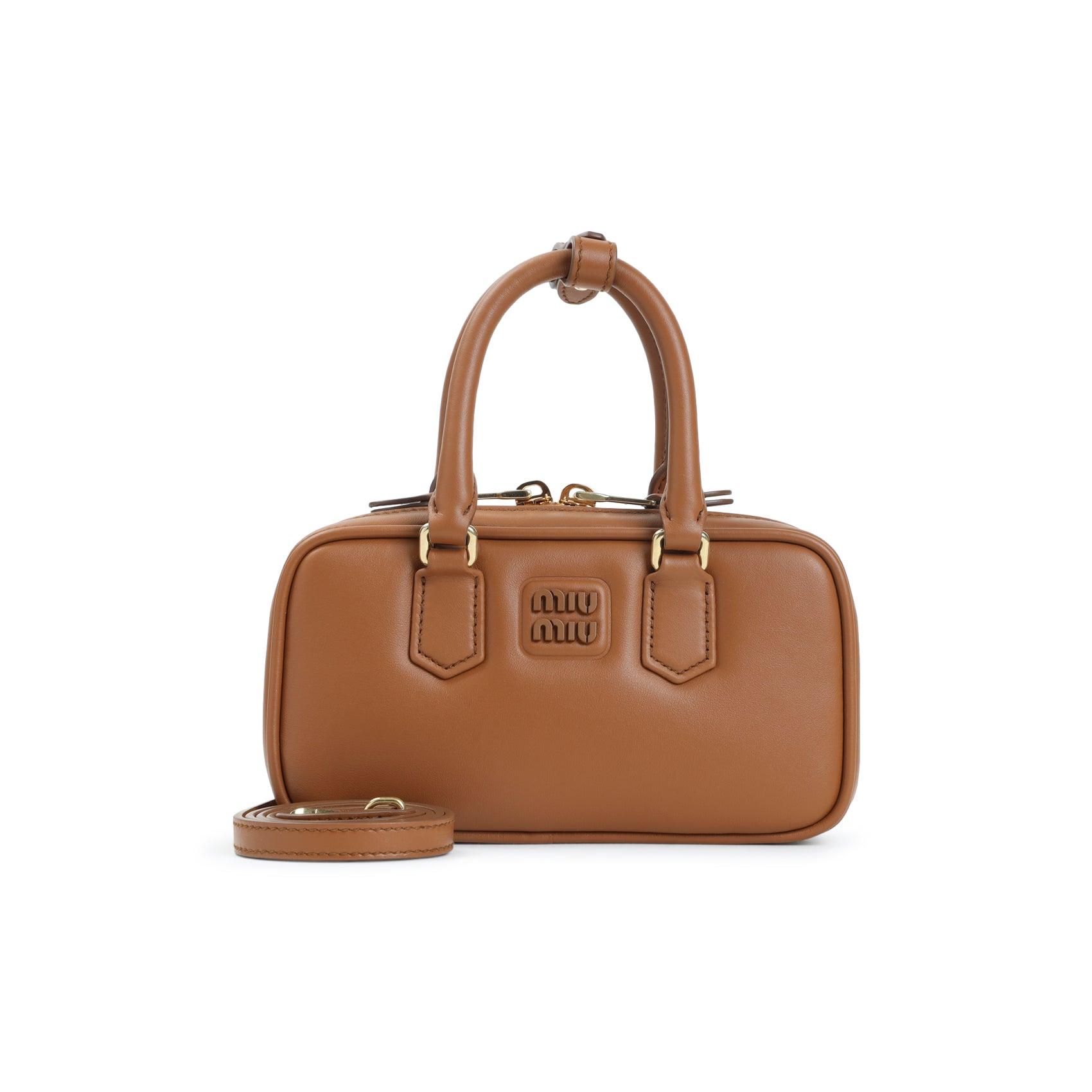 バッグ miu miu damaged leather shoulder bag Miu Miu Cracked Leather Handle Bag - Black Handle Bags