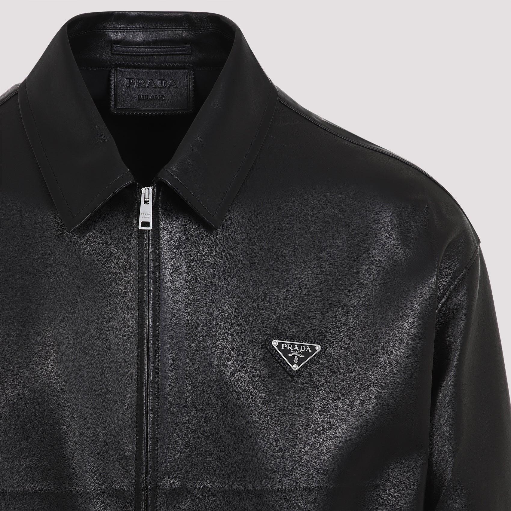 Prada Lamb Leather Jacket in Black for Men | Lyst UK