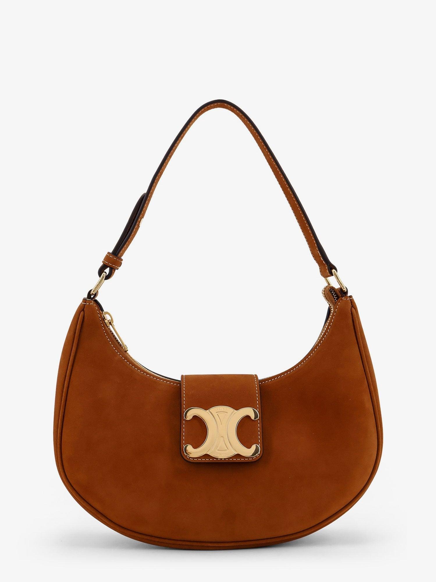 【関税&送料込】Celine Ava Medium Triomphe Suede Shoulder Ba Celine Ava Medium Triomphe Suede Shoulder Bag in Brown | Lyst