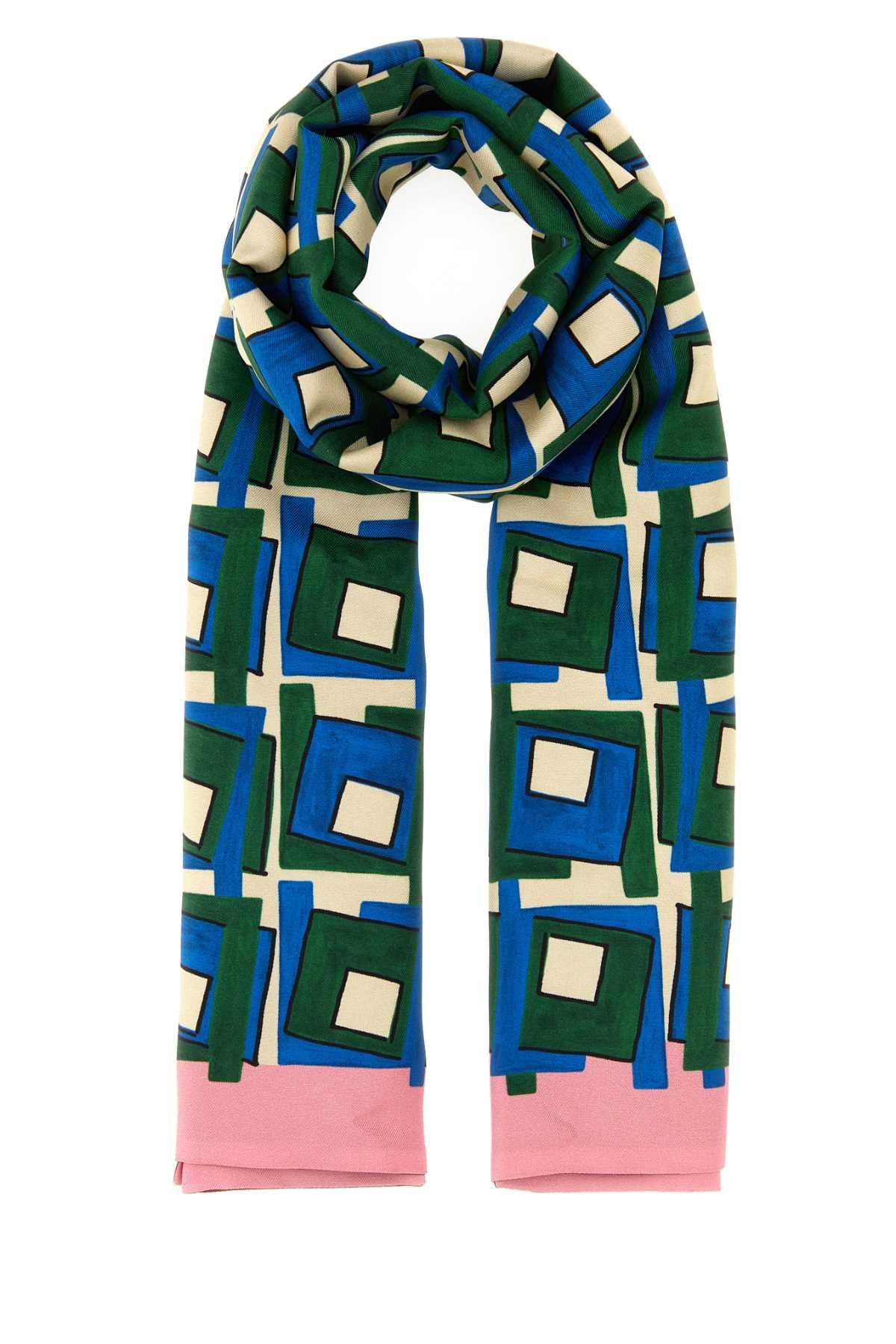 MIU MIU スカーフ Navy Printed Poplin Scarf | Miu Miu - United States