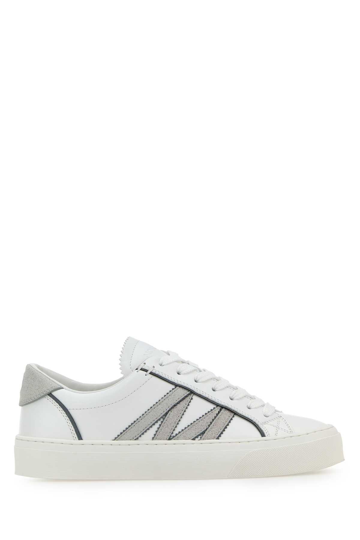 Moncler White Leather Monaco2 Sneakers | Lyst