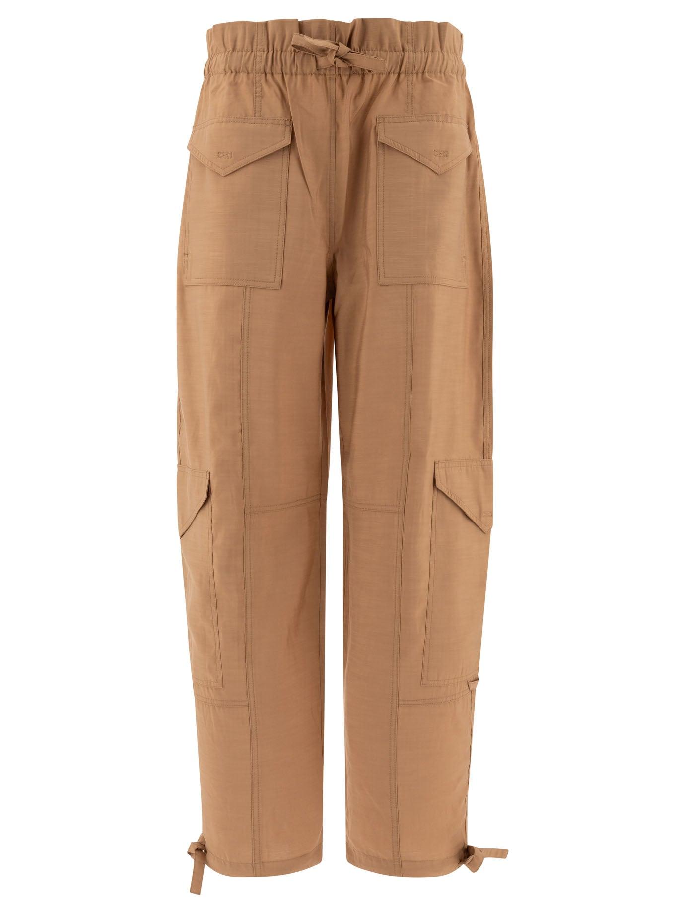 パンツ Ganni PANTS (J1608 943) Fuchsia Red Pink Washed Satin Pocket Pants | GANNI US