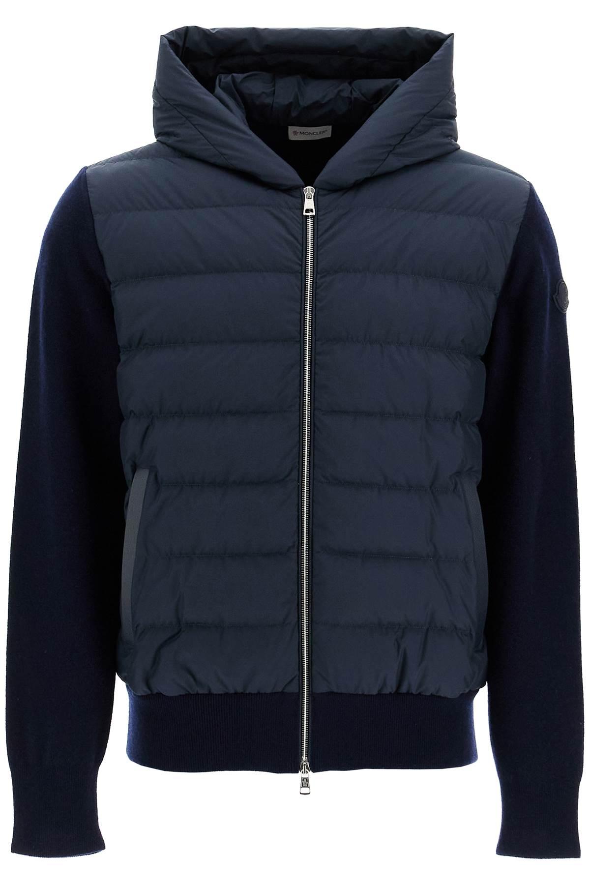 Moncler Wool Cashmere Hybrid Down Cardigan in Blue for Men Lyst