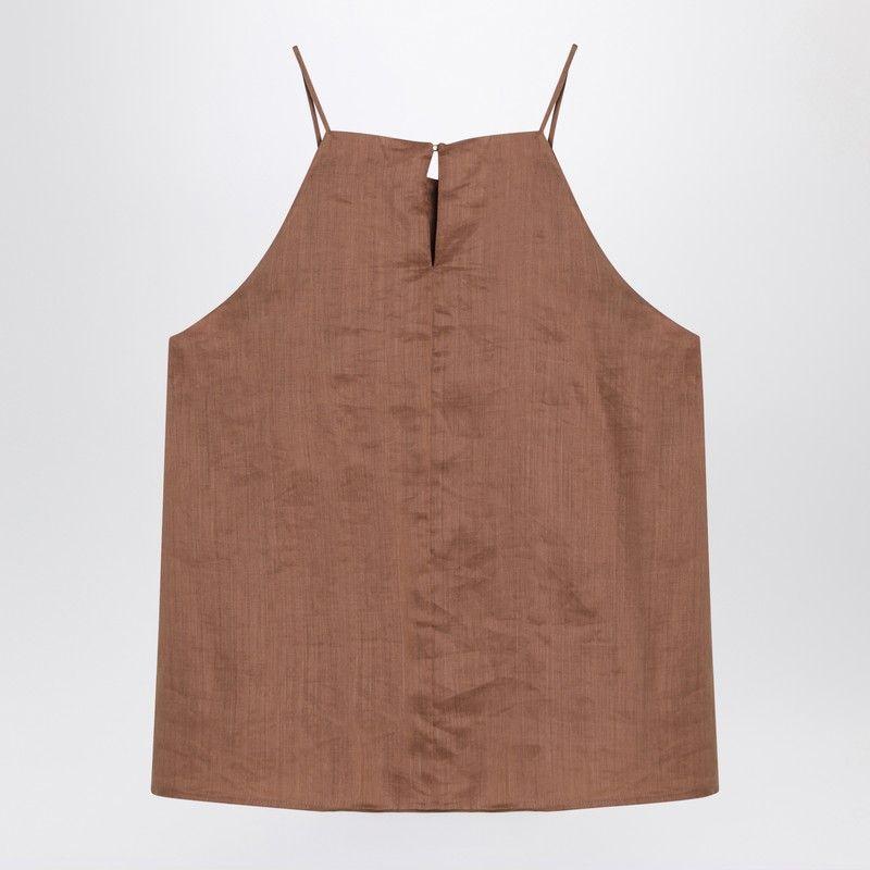 Max Mara Tobacco-Coloured Gauze Top in Brown