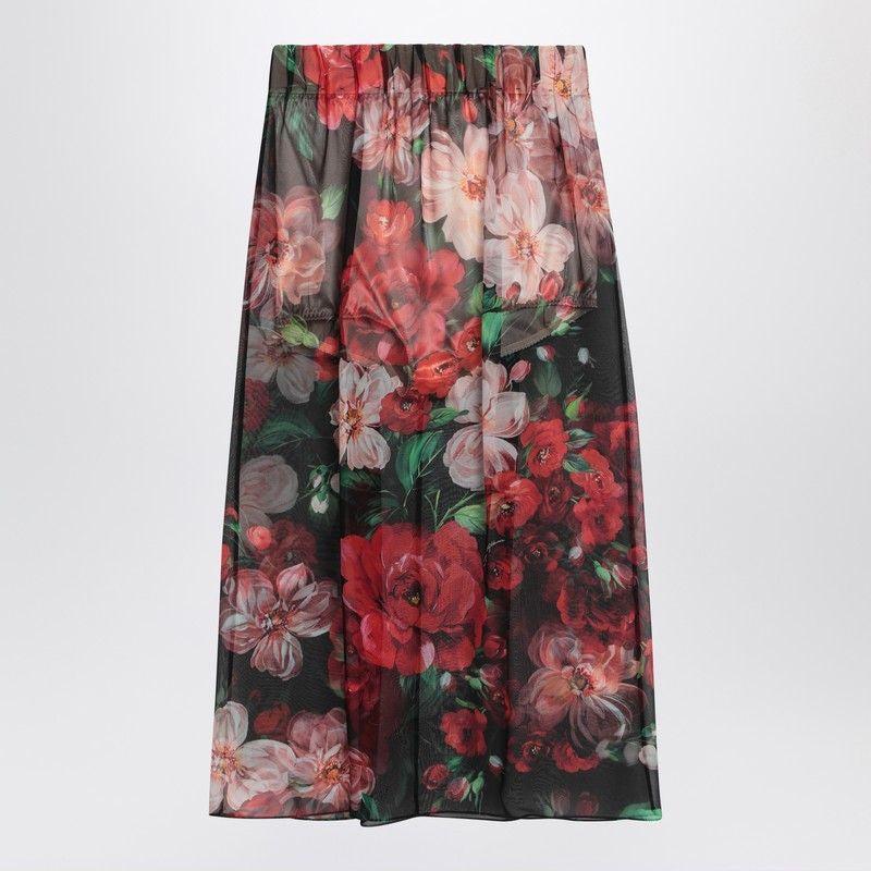 スカート Dolce&Gabbana Chiffon Silk Skirt With Rose Print Dolce & Gabbana Chiffon Silk Skirt With Rose Print in Red | Lyst