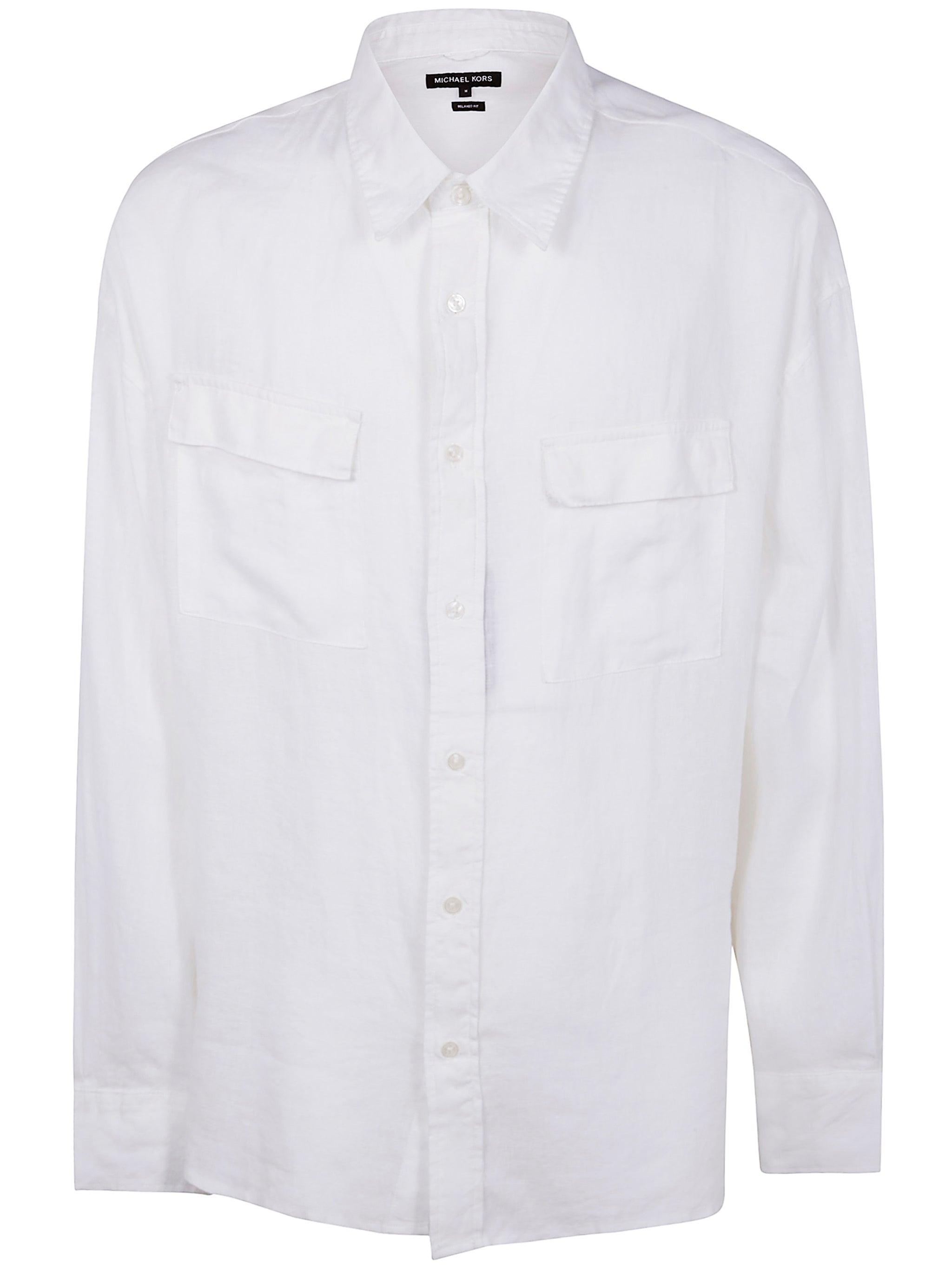 Tシャツ・カットソー Michael Kors LONG SLEEVES LINEN 2 POCKETS OVER SHIRT Michael Kors Long Sleeves Linen 2 Pockets Over Shirt in