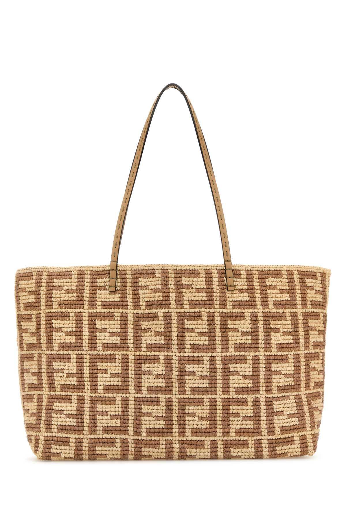 トートバッグ FENDI Embroidered Straw Large Roll Shopping Bag Fendi Embroidered Straw Large Roll Shopping Bag in Brown | Lyst