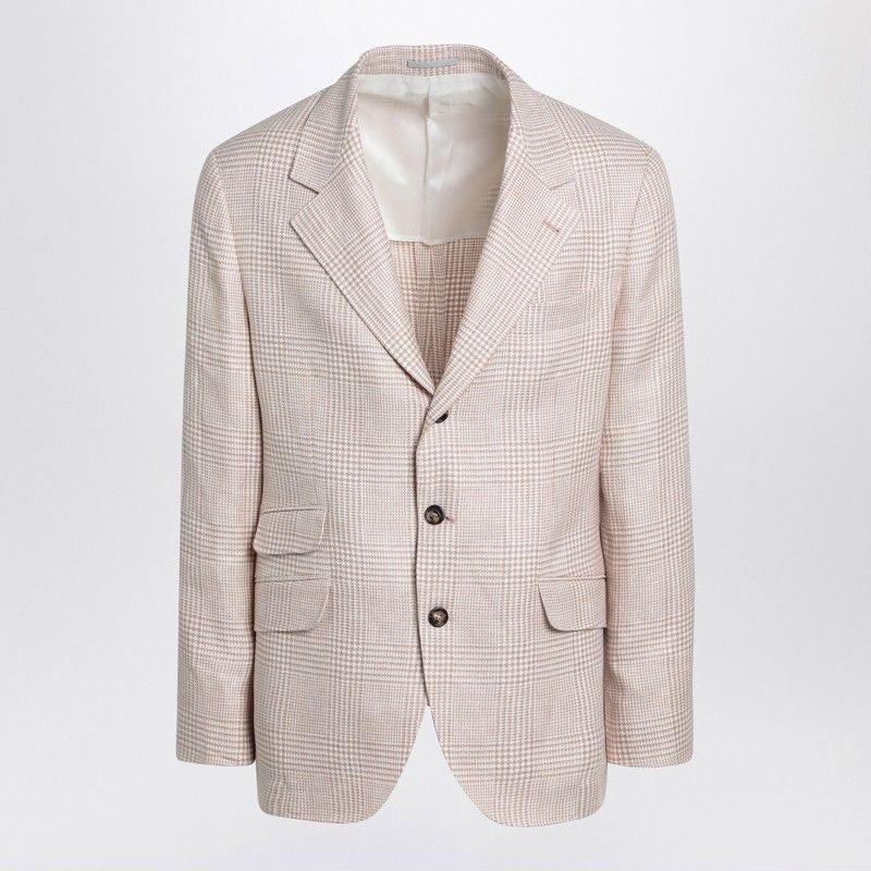ジャケットその他 Brunello Cucinelli Papaya-Colored Prince Of Wales Jacket Brunello Cucinelli Papaya-Colored Prince Of Wales Jacket in