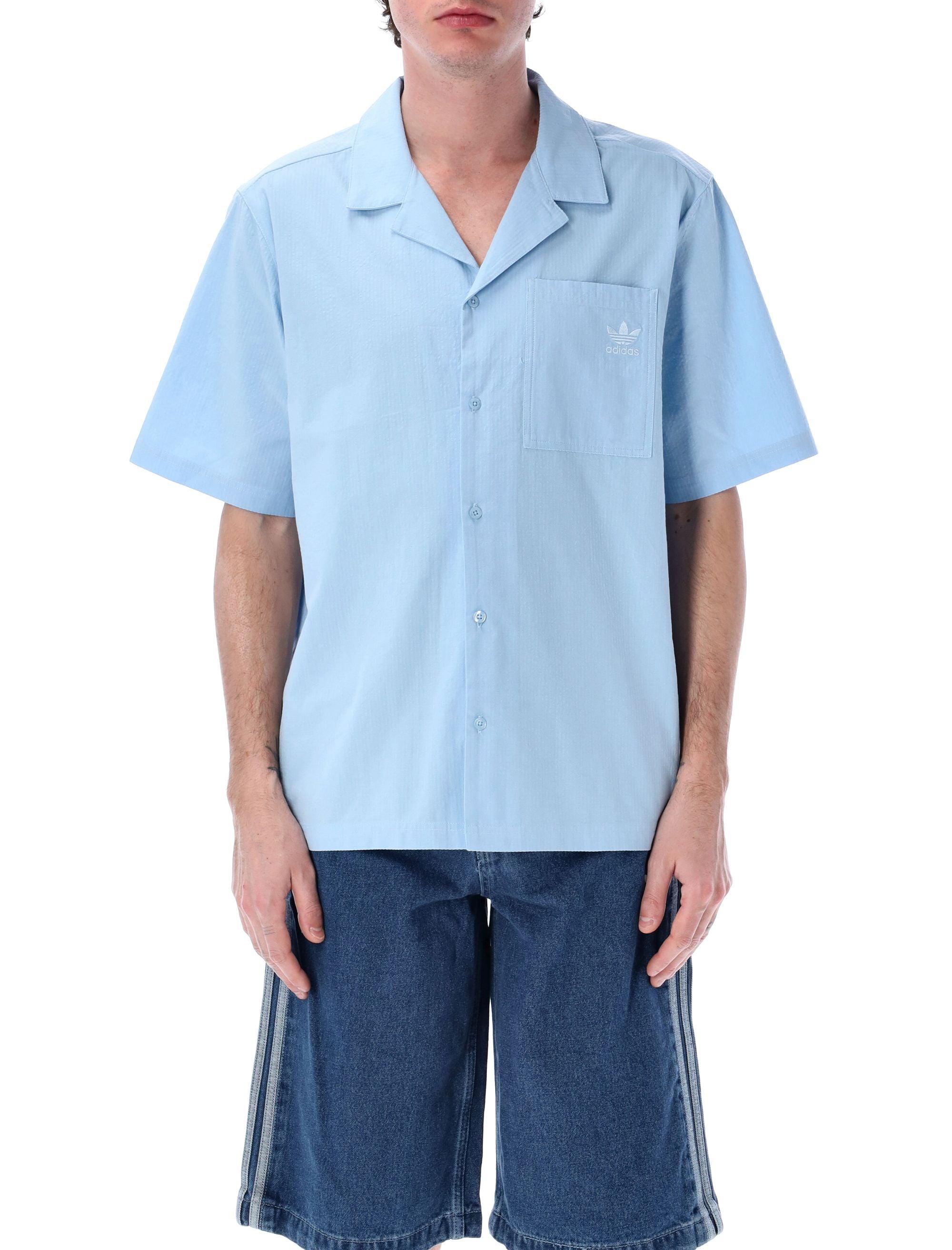 Tシャツ・カットソー AIE SS24 SEERSUCKER COTTON SHIRT (OT726_A-BLUE) Aerie Off-Duty Seersucker Shirt | Men's & Women's Jeans