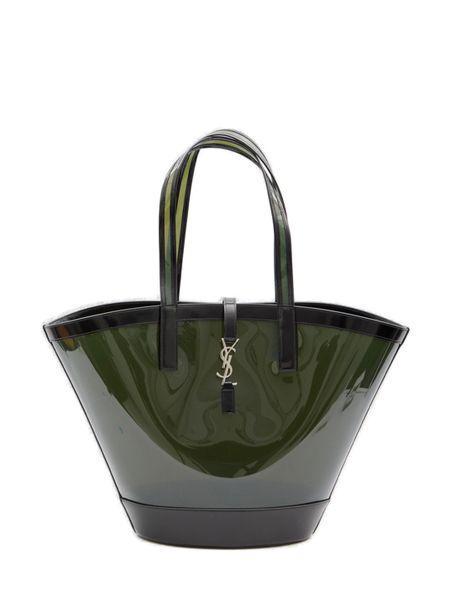 トートバッグ SAINT LAURENT TWO-TONE VINYL AND LEATHER PANIER SHOPPING BAG Designer Vinyl Tote Bags for Women - Up to 30% off | Lyst