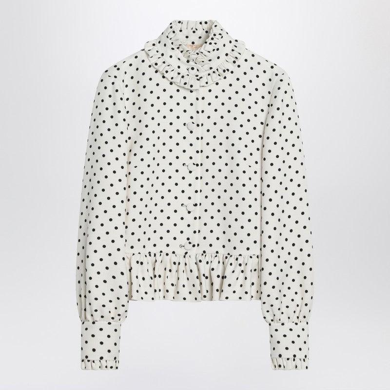 ジャケット Valentino White single-breasted jacket with black polka dots Valentino Single-Breasted Jacket With Polka Dots in White | Lyst