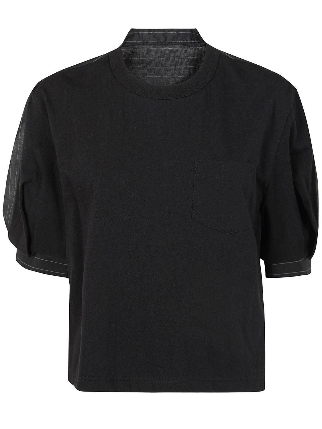 Sacai Spun Organza X Cotton Jersey T-Shirt in Black | Lyst