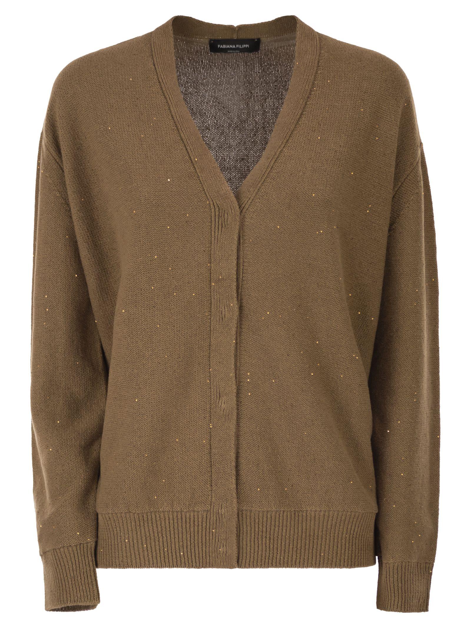 Fabiana Filippi Reversible Cotton And Linen Cardigan With Sequins