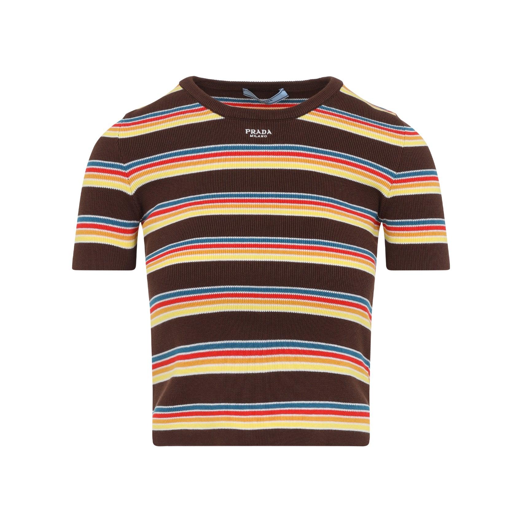 トップス 12ss Prada archive stripe long t shirt Prada Long-sleeved striped jersey T-shirt | REVERSIBLE