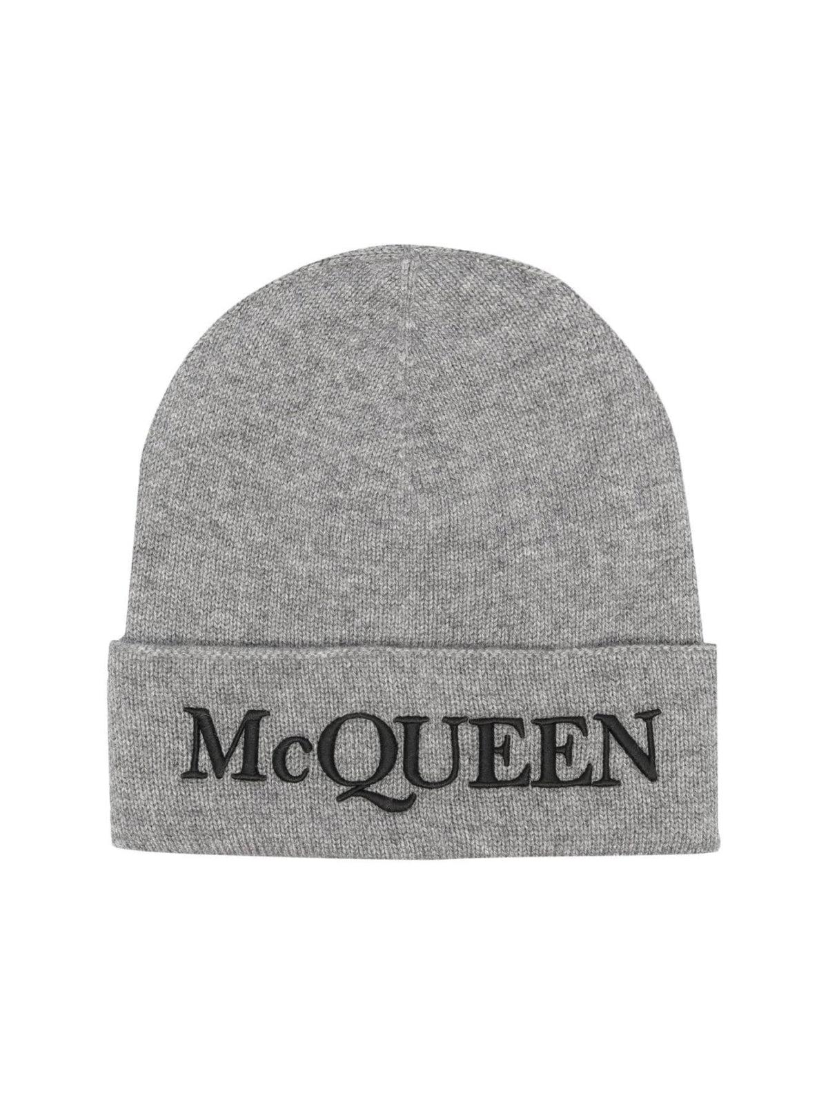 ハット MCQUEEN Logo embroidered beanie Alexander McQueen embroidered-logo Ribbed Beanie | Black